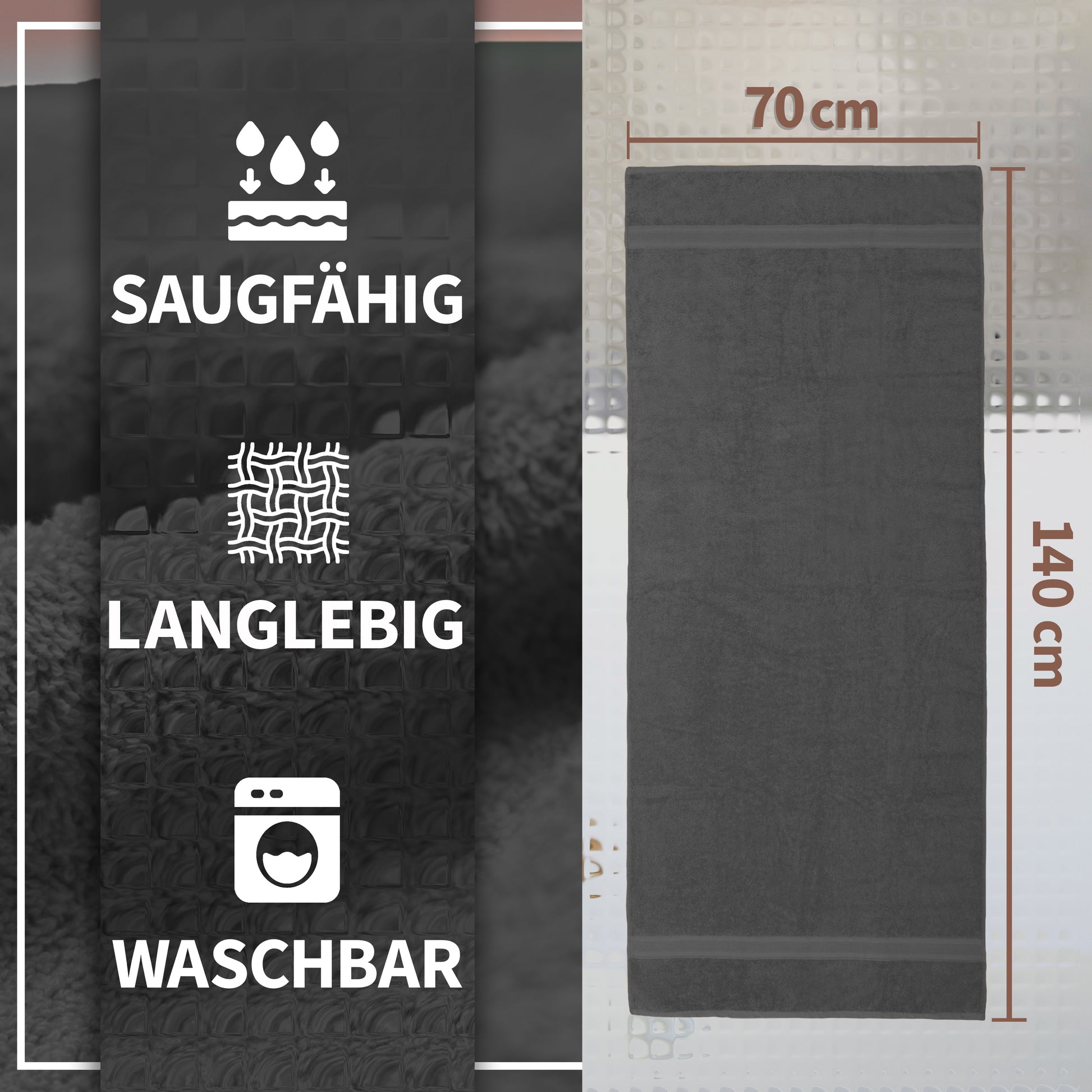 NatureMark 2er Pack DUSCHTÜCHER Premium Qualität 70x140cm DUSCHTUCH Dusch-Handtuch Doppelpack