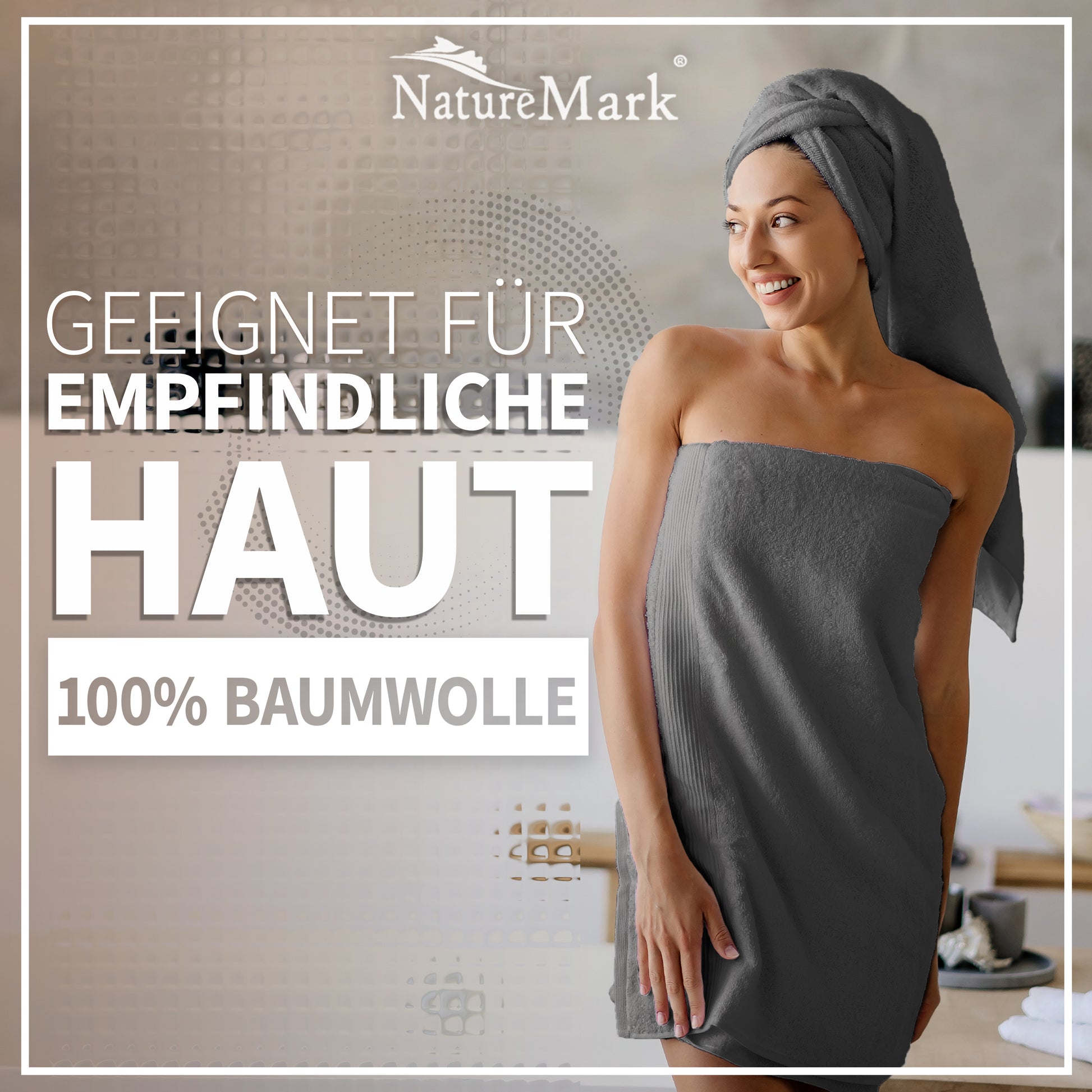 NatureMark 2er Pack DUSCHTÜCHER Premium Qualität 70x140cm DUSCHTUCH Dusch-Handtuch Doppelpack