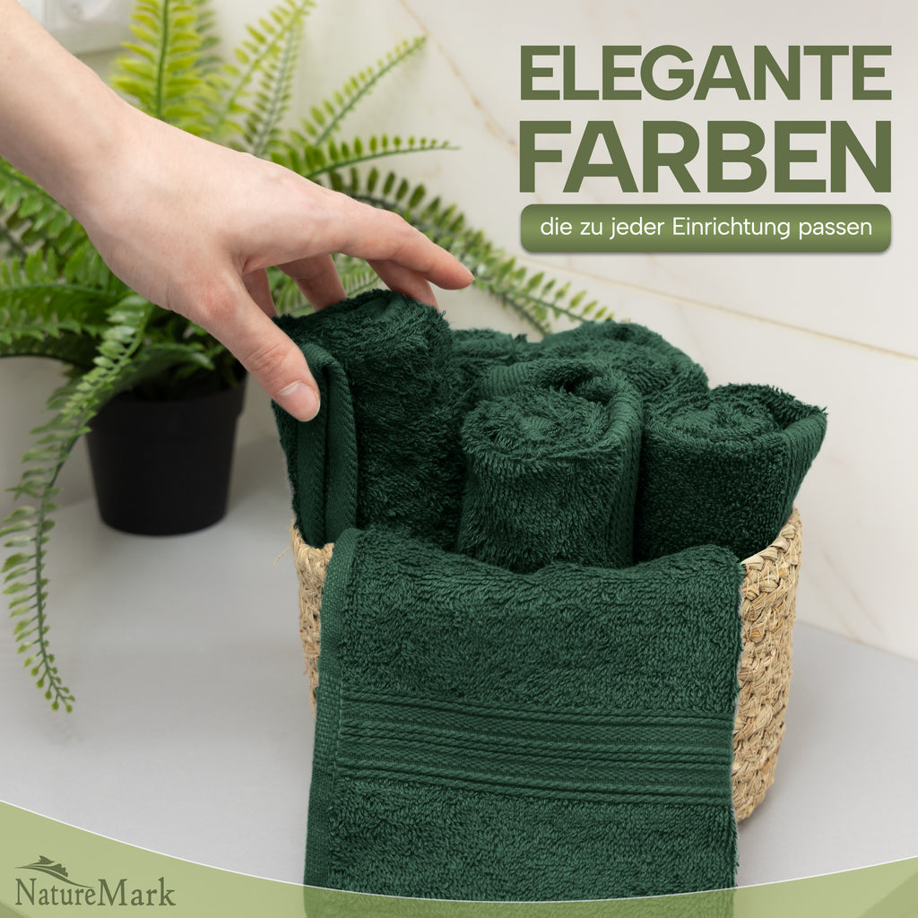 NatureMark Gästetücher – 12er Pack (30x50 cm), 100% Baumwolle, Oeko-Tex Zertifiziert, weich, saugfähig und pflegeleicht – Für Bad, Gäste & Spa – Anthrazit/Grau