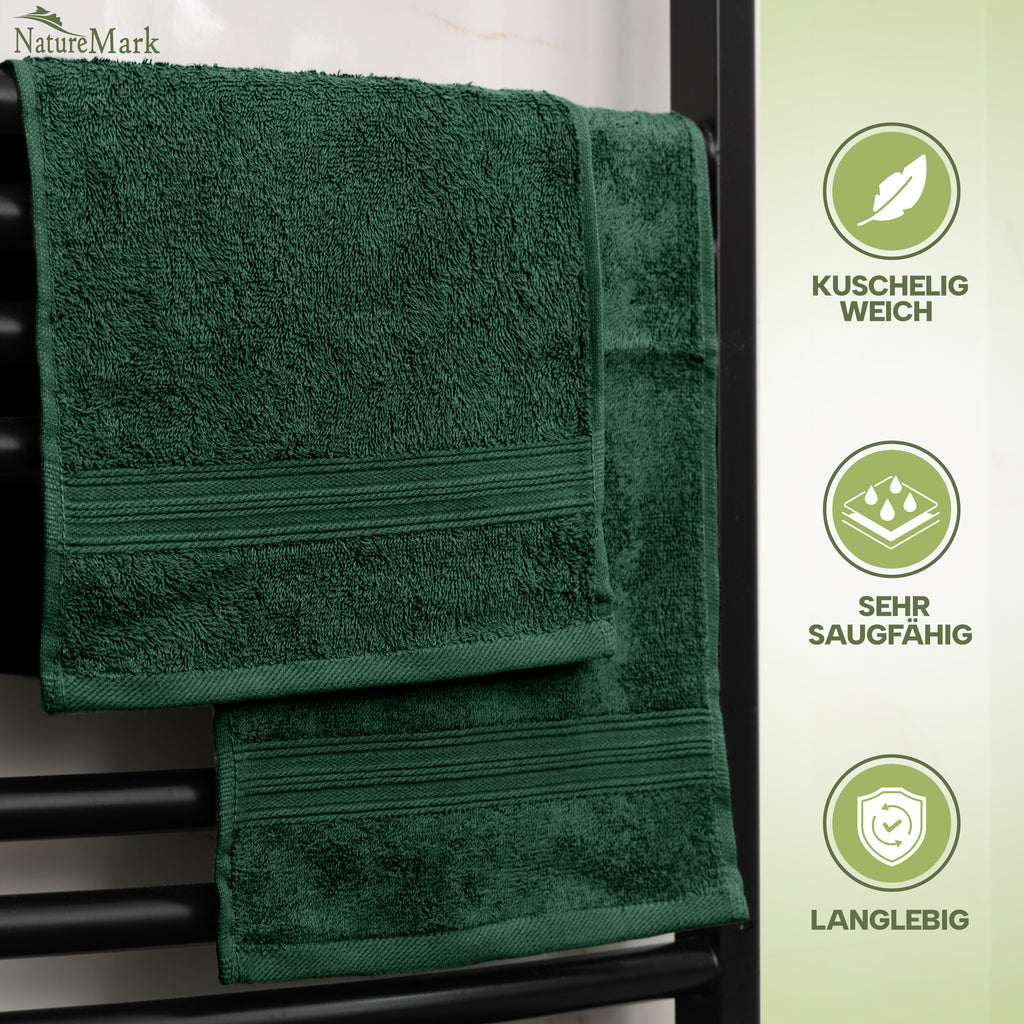 NatureMark Gästetücher – 12er Pack (30x50 cm), 100% Baumwolle, Oeko-Tex Zertifiziert, weich, saugfähig und pflegeleicht – Für Bad, Gäste & Spa – Anthrazit/Grau