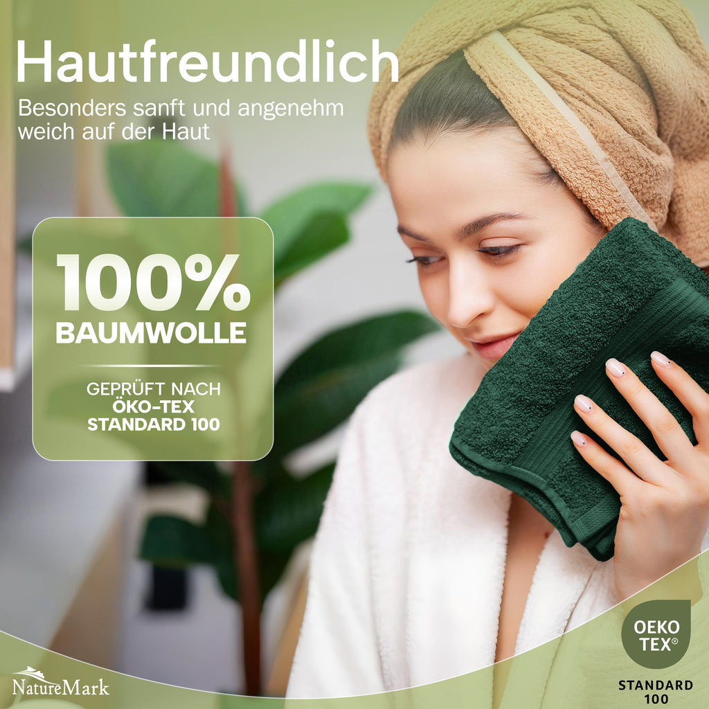 NatureMark Gästetücher – 12er Pack (30x50 cm), 100% Baumwolle, Oeko-Tex Zertifiziert, weich, saugfähig und pflegeleicht – Für Bad, Gäste & Spa – Anthrazit/Grau