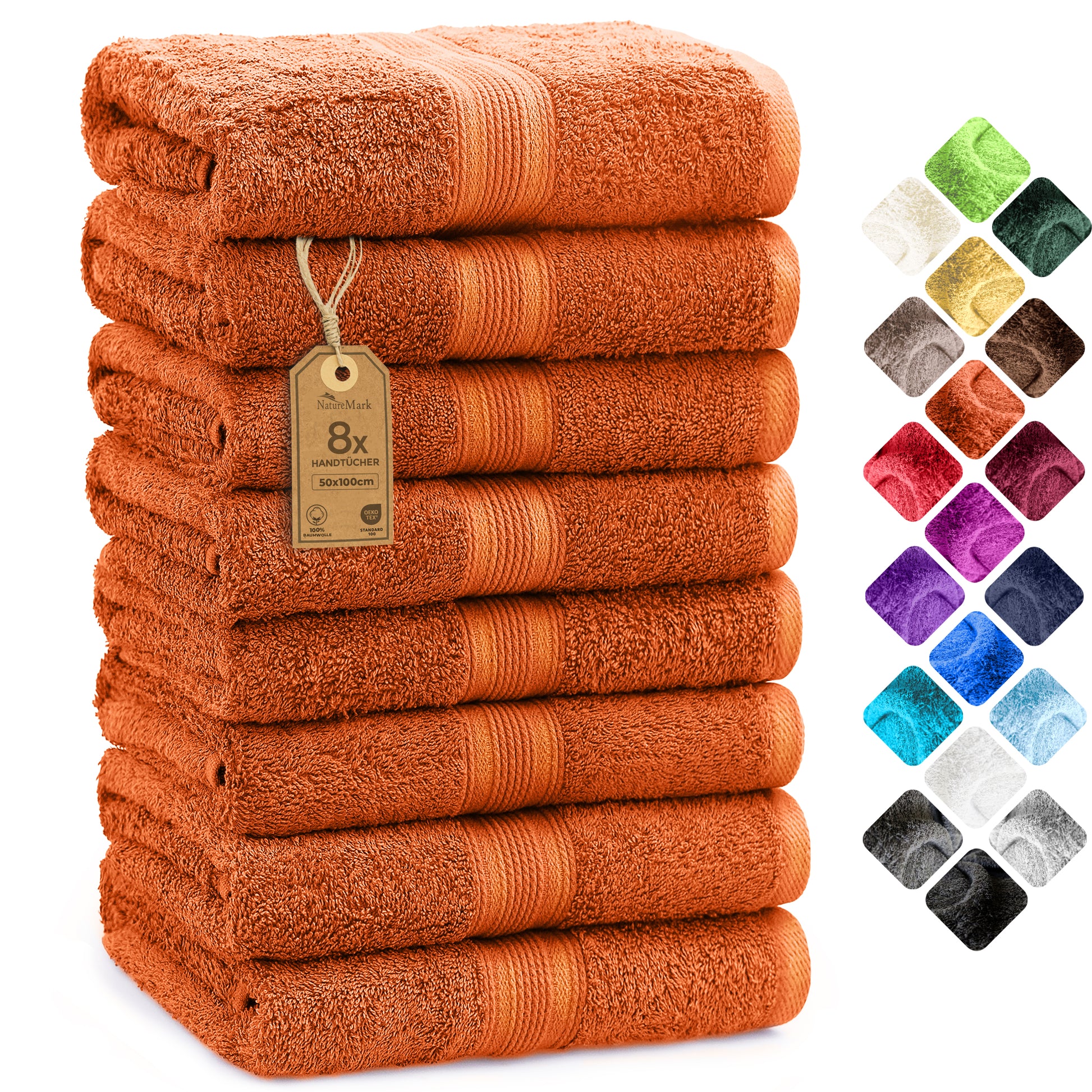 Frottier Handtücher 8er Pack 50x100cm, 100% Baumwolle