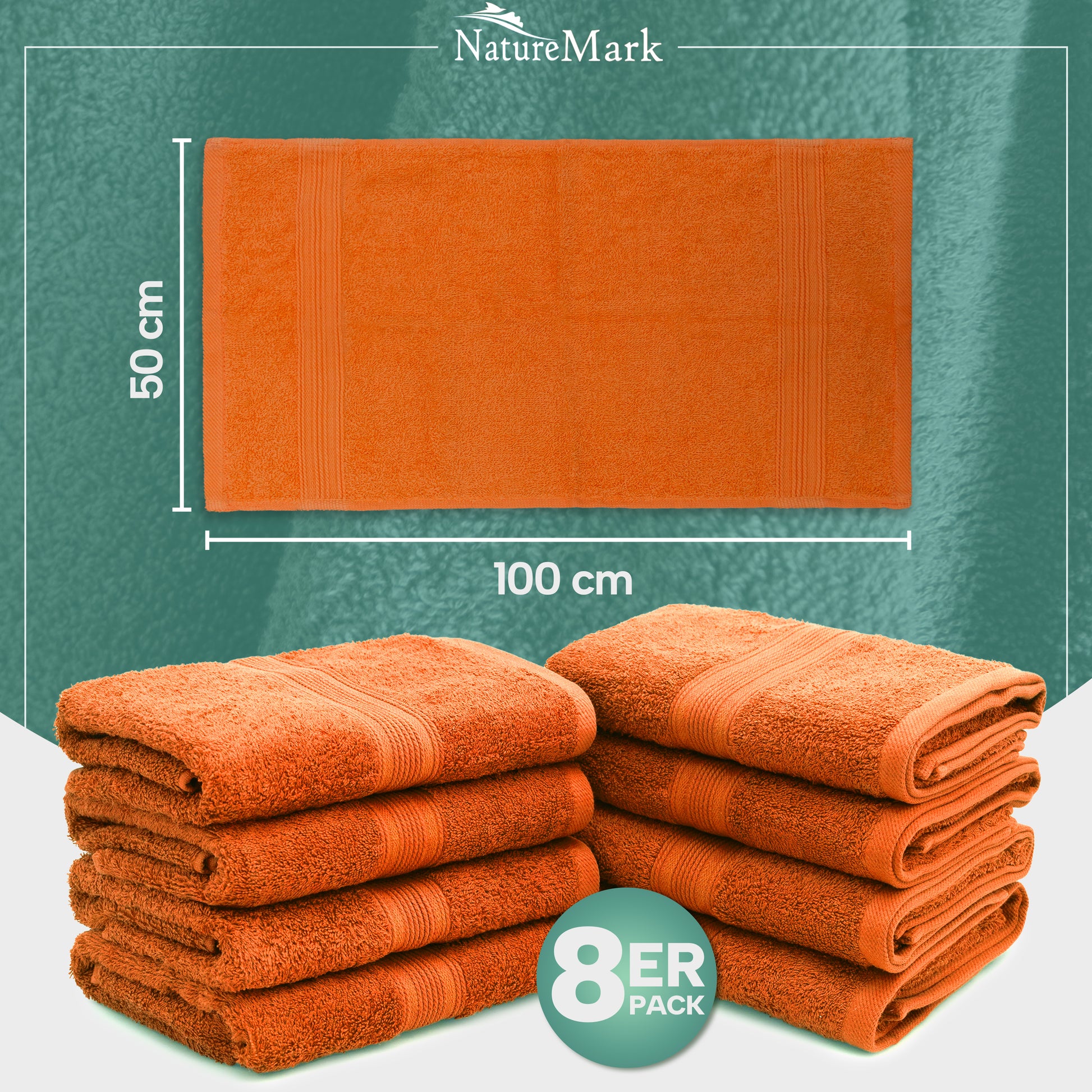 Frottier Handtücher 8er Pack 50x100cm, 100% Baumwolle