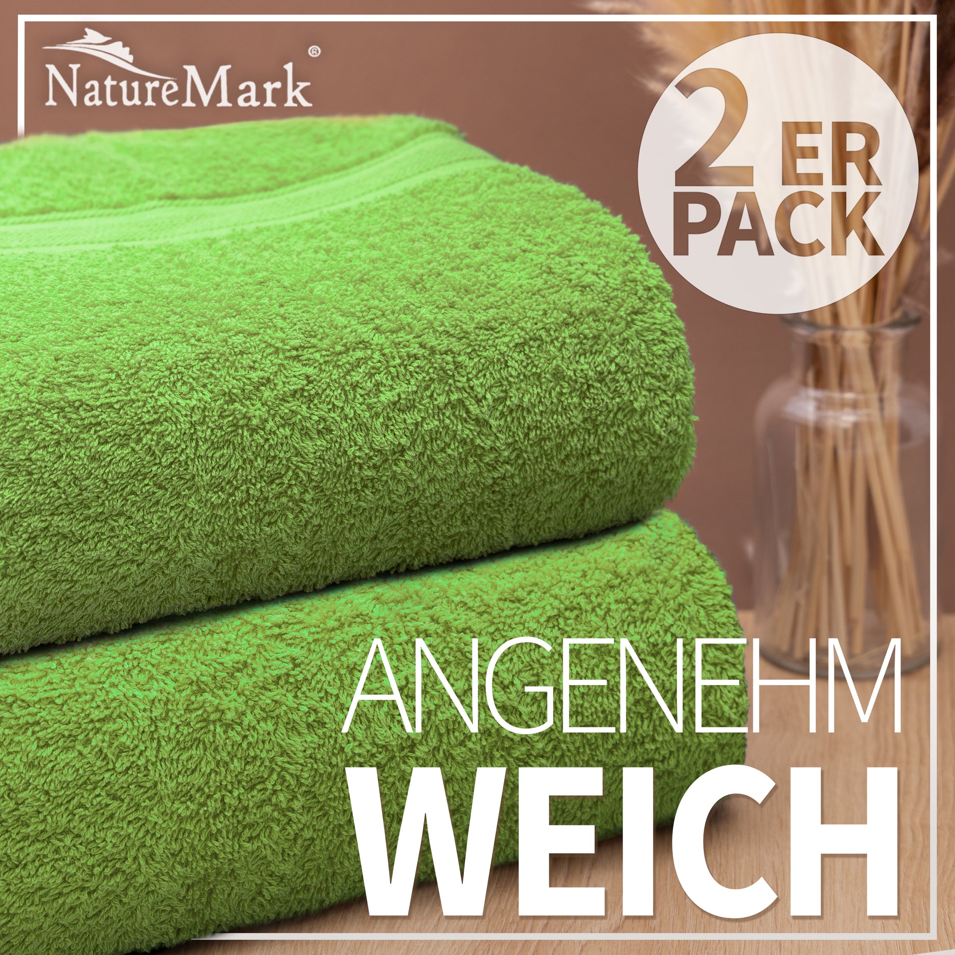 NatureMark 2er Pack DUSCHTÜCHER Premium Qualität 70x140cm DUSCHTUCH Dusch-Handtuch Doppelpack
