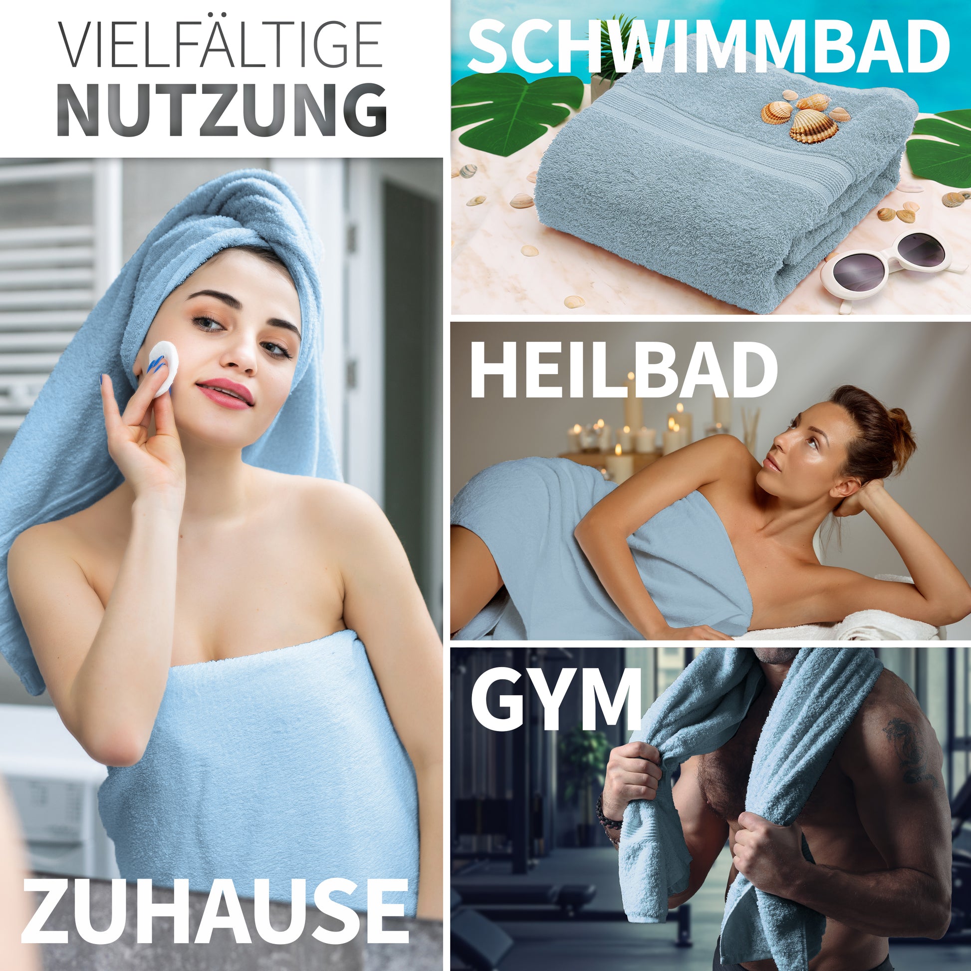 NatureMark 2er Pack DUSCHTÜCHER Premium Qualität 70x140cm DUSCHTUCH Dusch-Handtuch Doppelpack