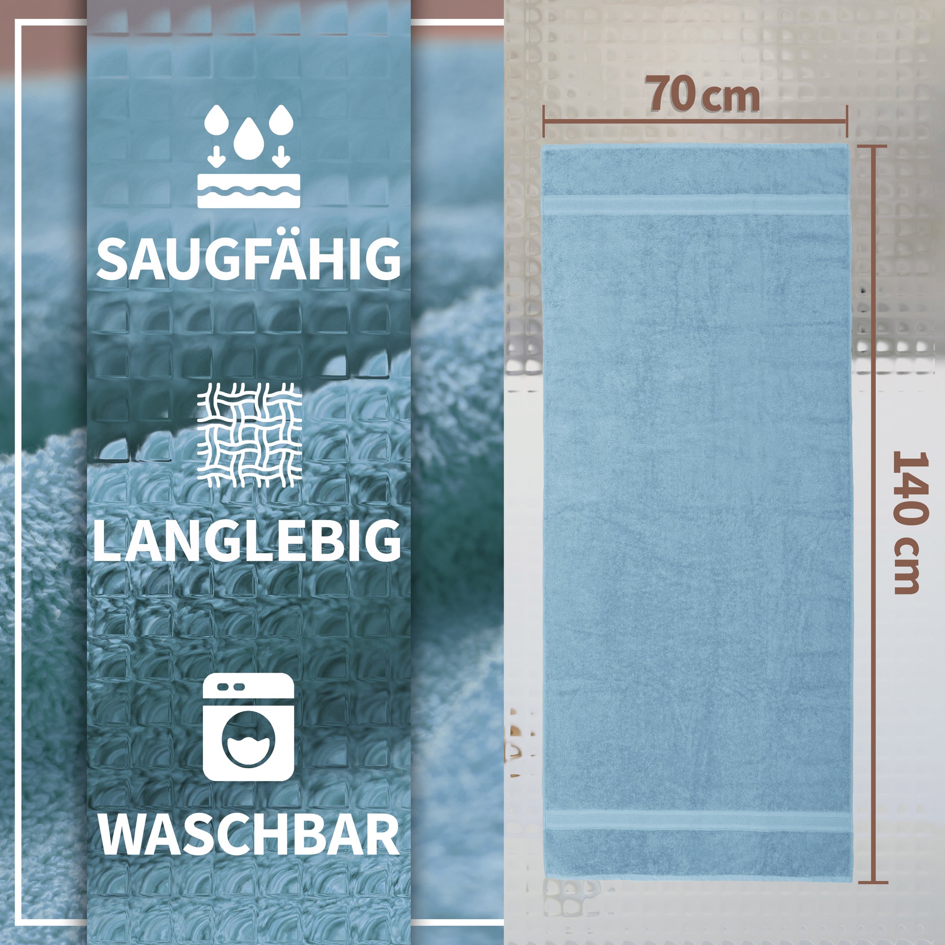 NatureMark 2er Pack DUSCHTÜCHER Premium Qualität 70x140cm DUSCHTUCH Dusch-Handtuch Doppelpack