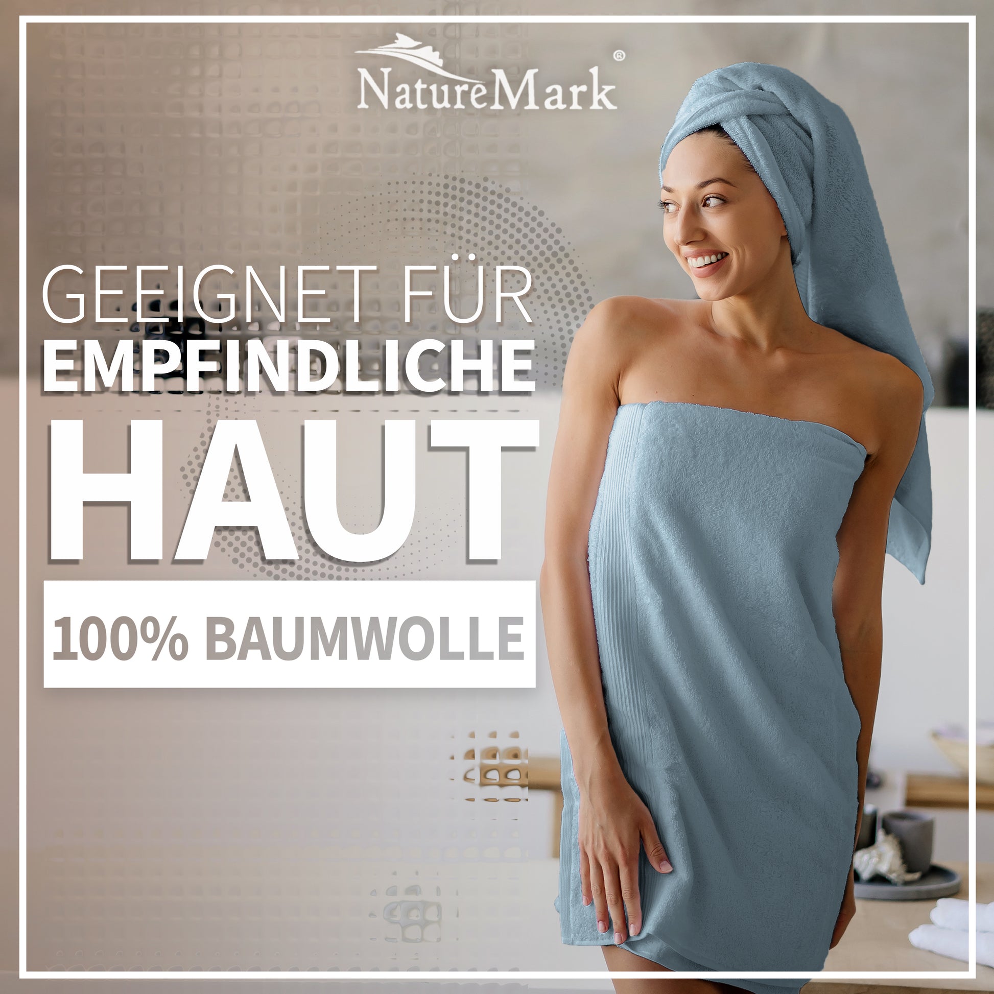 NatureMark 2er Pack DUSCHTÜCHER Premium Qualität 70x140cm DUSCHTUCH Dusch-Handtuch Doppelpack