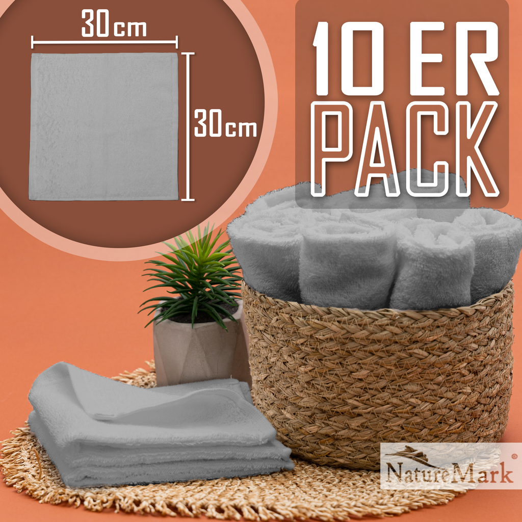 Frottier Seiftücher 10er Pack 30x30cm, 100% Baumwolle