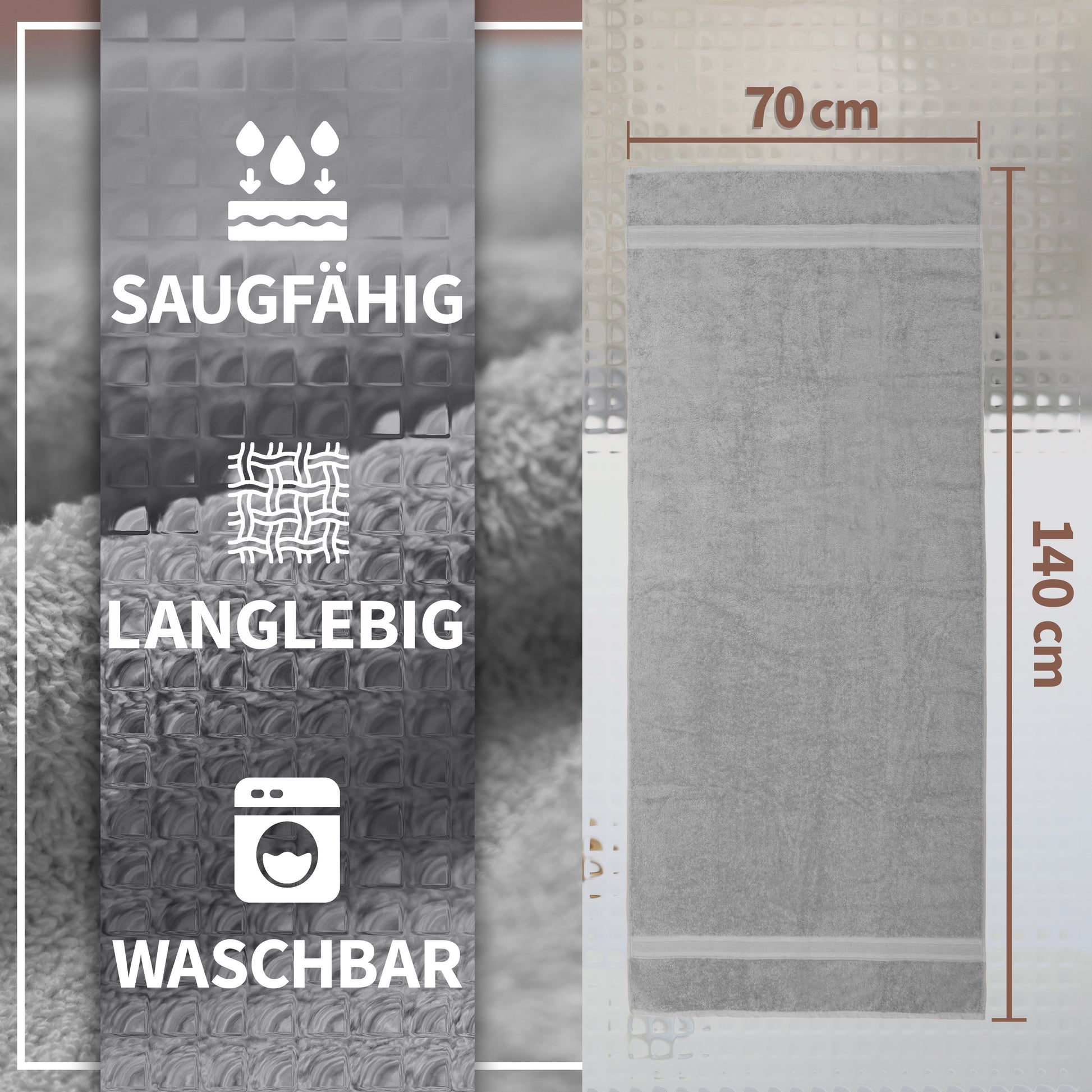 NatureMark 2er Pack DUSCHTÜCHER Premium Qualität 70x140cm DUSCHTUCH Dusch-Handtuch Doppelpack