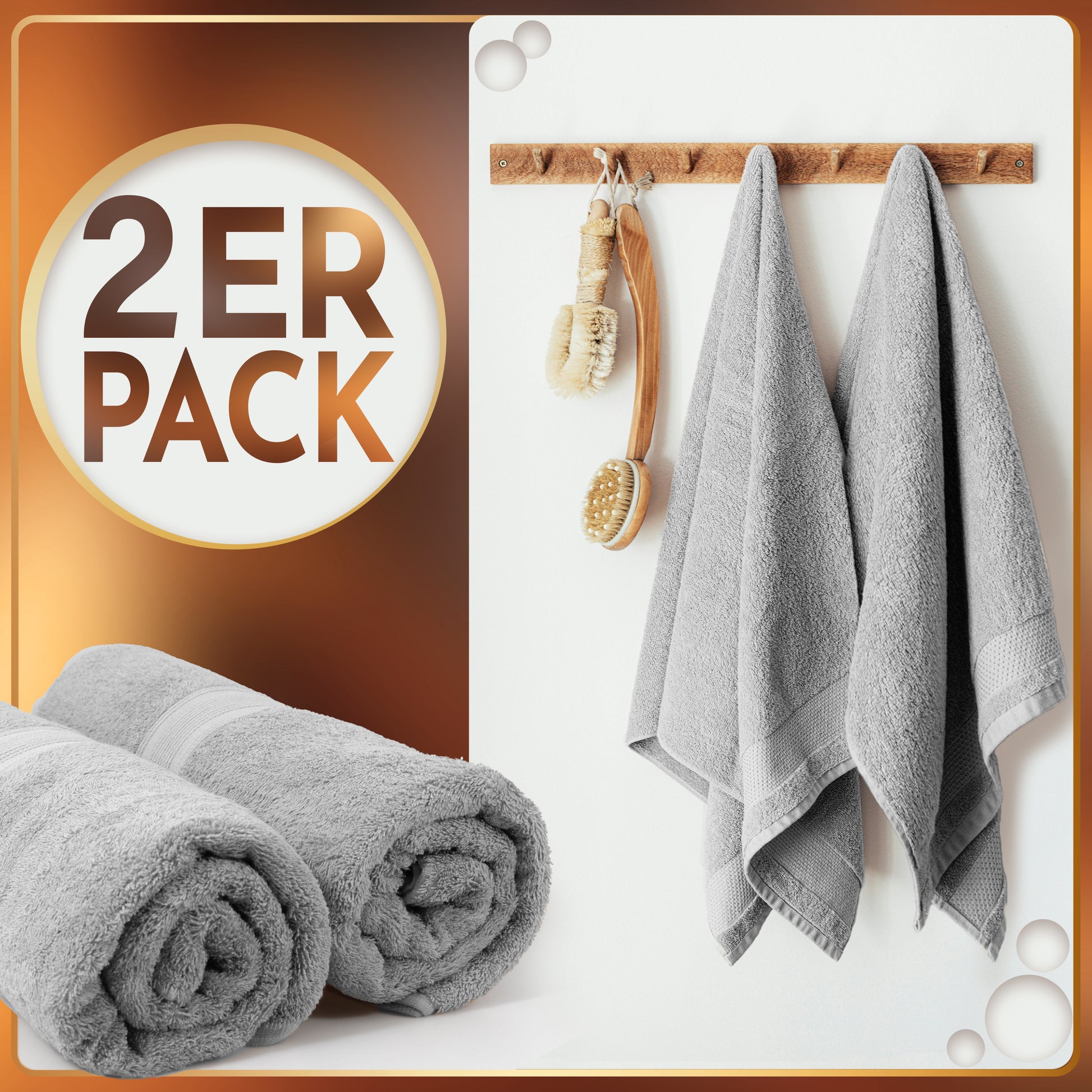 NatureMark 2er Pack SAUNATÜCHER Premium Qualität 80x200cm SAUNATUCH Sauna-Handtuch 100% Baumwolle Farbe: Schwarz