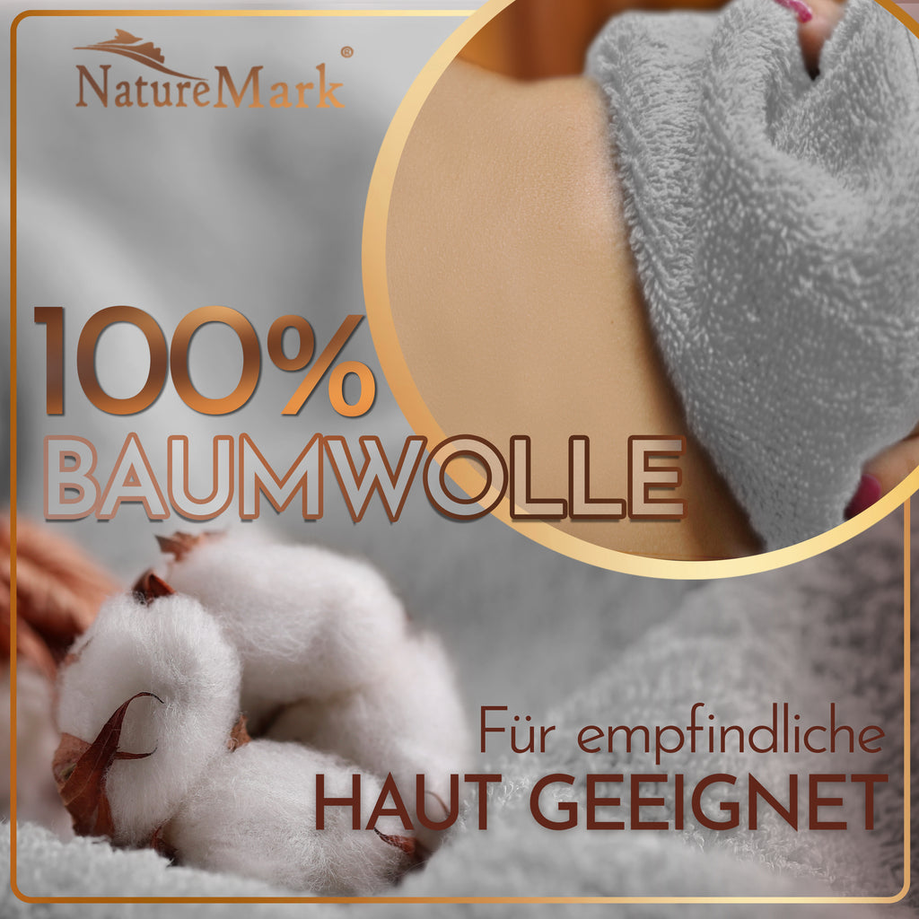 NatureMark 2er Pack SAUNATÜCHER Premium Qualität 80x200cm SAUNATUCH Sauna-Handtuch 100% Baumwolle Farbe: Schwarz