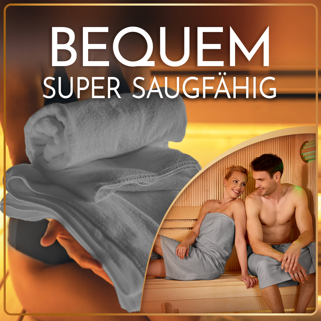 NatureMark 2er Pack SAUNATÜCHER Premium Qualität 80x200cm SAUNATUCH Sauna-Handtuch 100% Baumwolle Farbe: Schwarz