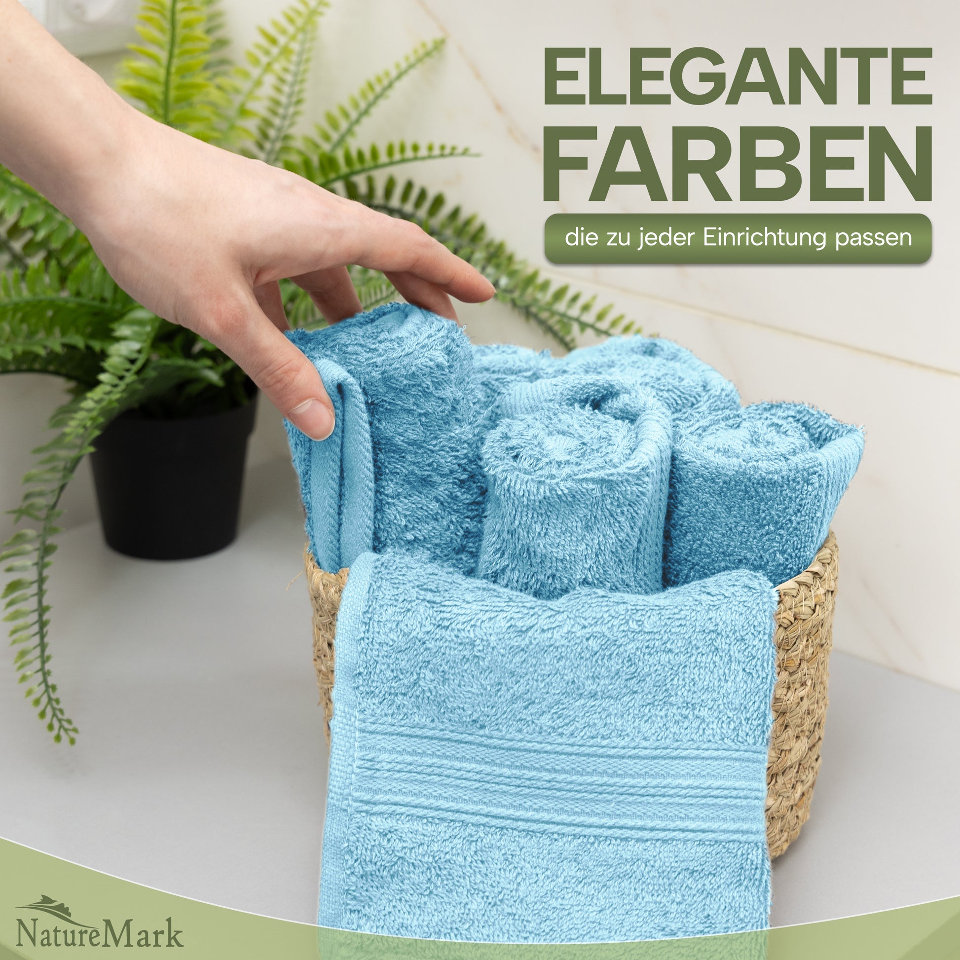 NatureMark Gästetücher – 12er Pack (30x50 cm), 100% Baumwolle, Oeko-Tex Zertifiziert, weich, saugfähig und pflegeleicht – Für Bad, Gäste & Spa – Anthrazit/Grau