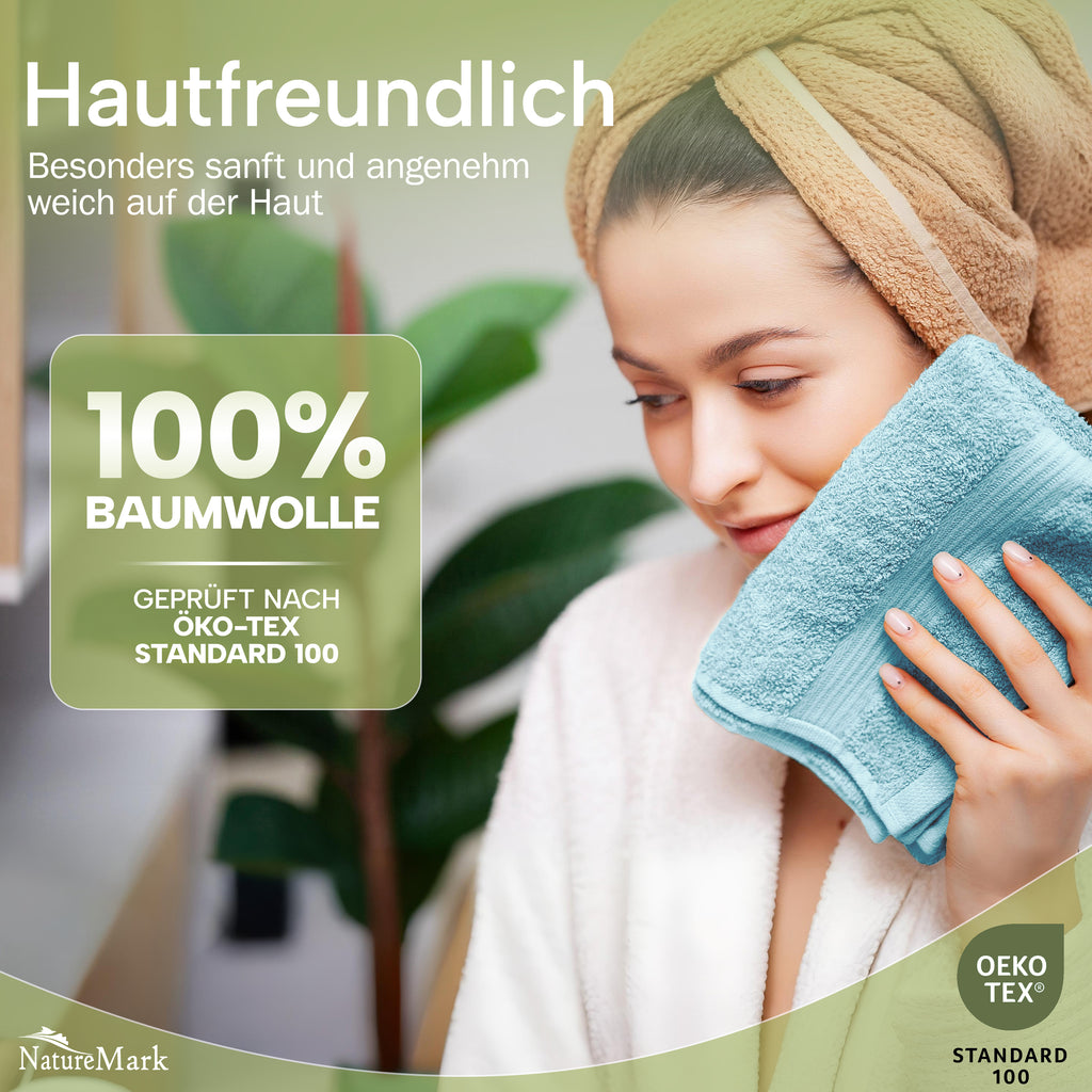NatureMark Gästetücher – 12er Pack (30x50 cm), 100% Baumwolle, Oeko-Tex Zertifiziert, weich, saugfähig und pflegeleicht – Für Bad, Gäste & Spa – Anthrazit/Grau