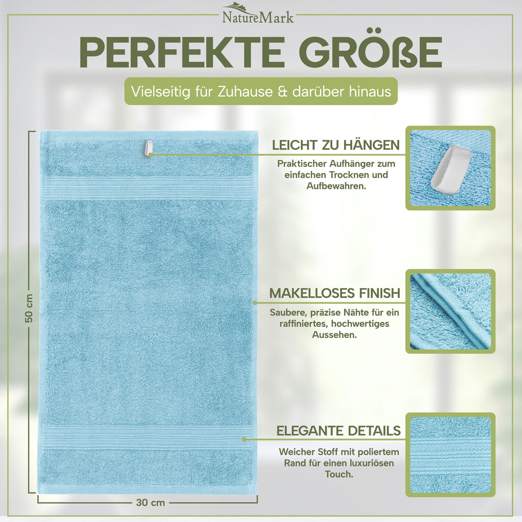 NatureMark Gästetücher – 12er Pack (30x50 cm), 100% Baumwolle, Oeko-Tex Zertifiziert, weich, saugfähig und pflegeleicht – Für Bad, Gäste & Spa – Anthrazit/Grau