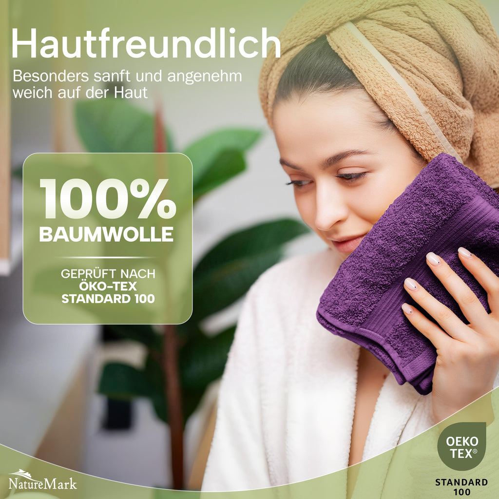 NatureMark Gästetücher – 12er Pack (30x50 cm), 100% Baumwolle, Oeko-Tex Zertifiziert, weich, saugfähig und pflegeleicht – Für Bad, Gäste & Spa – Anthrazit/Grau