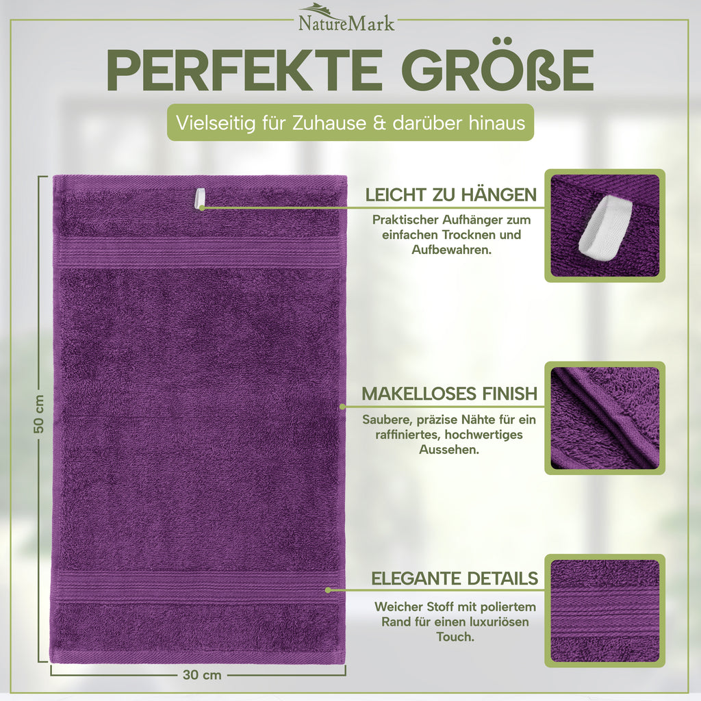 NatureMark Gästetücher – 12er Pack (30x50 cm), 100% Baumwolle, Oeko-Tex Zertifiziert, weich, saugfähig und pflegeleicht – Für Bad, Gäste & Spa – Anthrazit/Grau