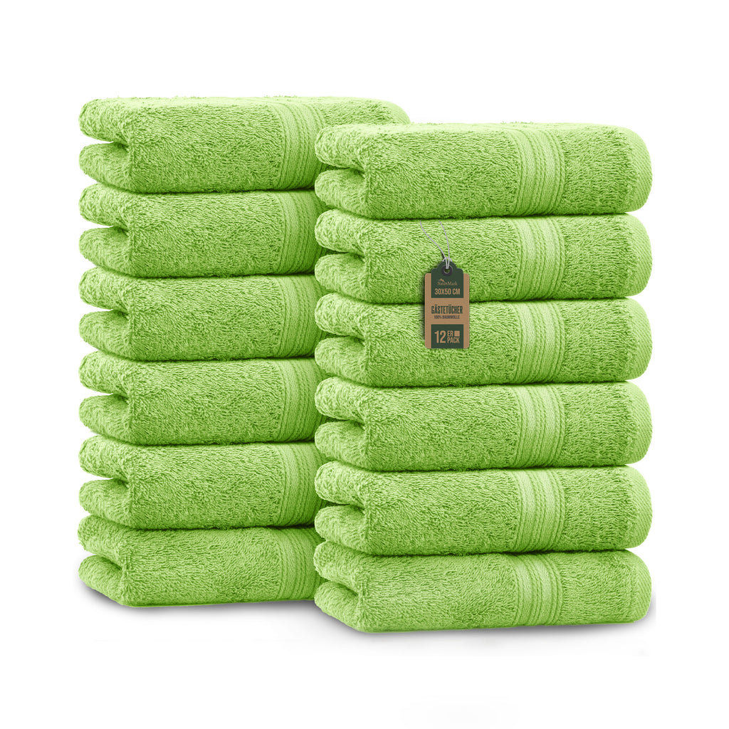 NatureMark Gästetücher – 12er Pack (30x50 cm), 100% Baumwolle, Oeko-Tex Zertifiziert, weich, saugfähig und pflegeleicht – Für Bad, Gäste & Spa – Anthrazit/Grau