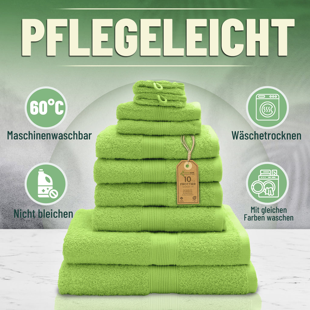 Frottier Handtuch-Set, 4X Handtücher, 2X Duschtücher, 2X Gästetücher, 2X Waschhandschuhe