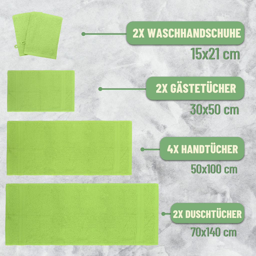 Frottier Handtuch-Set, 4X Handtücher, 2X Duschtücher, 2X Gästetücher, 2X Waschhandschuhe