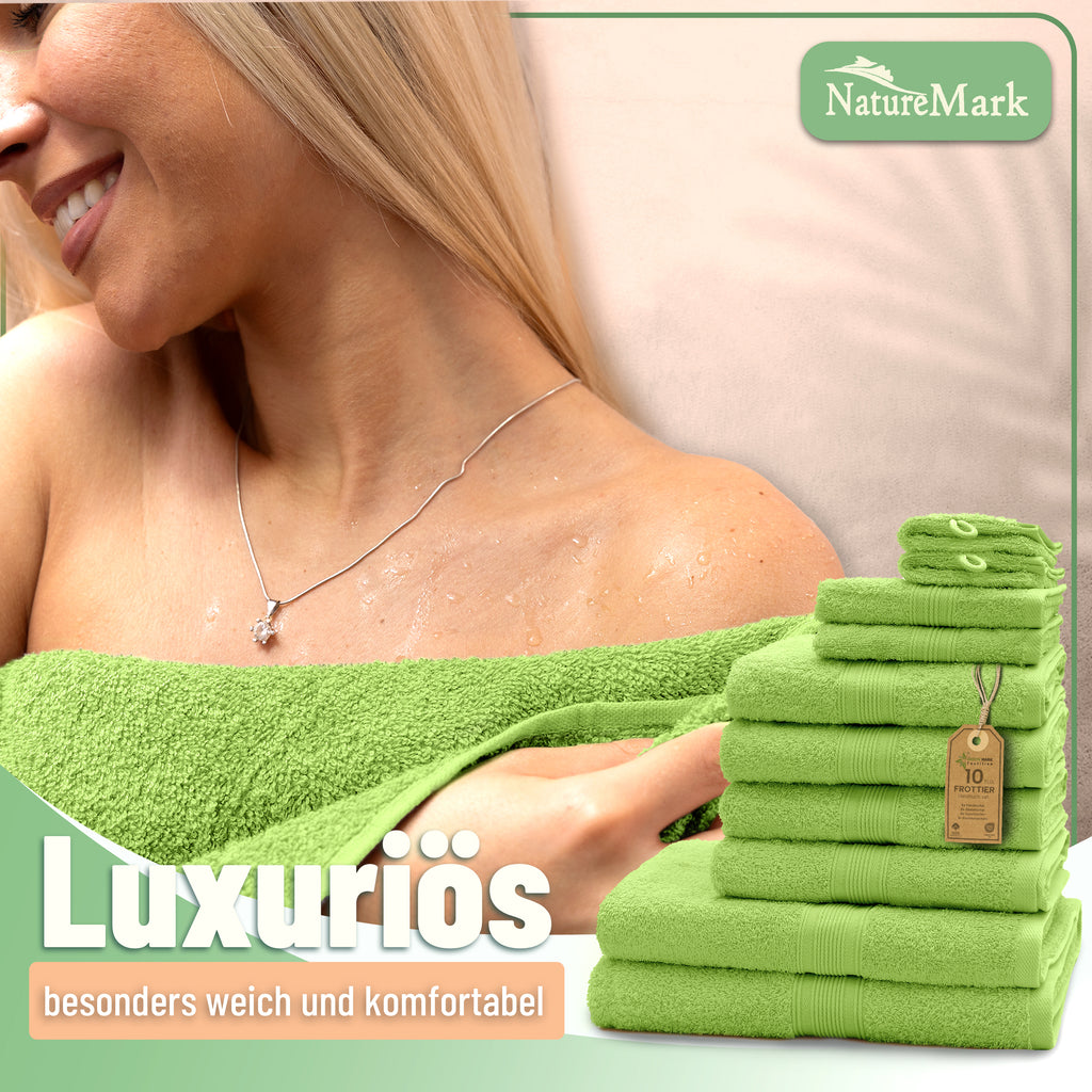Frottier Handtuch-Set, 4X Handtücher, 2X Duschtücher, 2X Gästetücher, 2X Waschhandschuhe