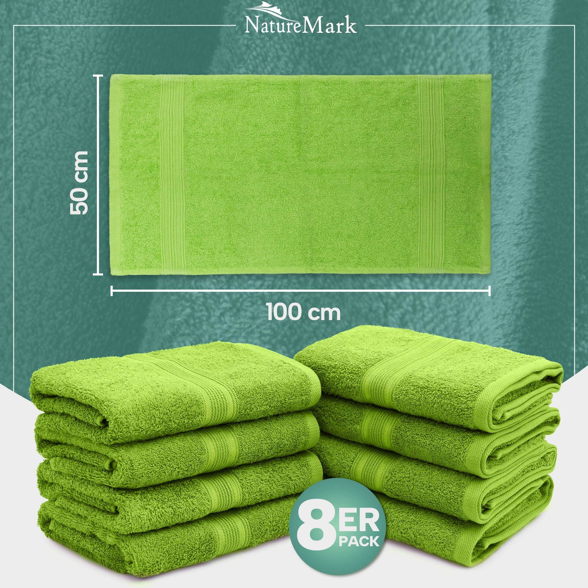 Frottier Handtücher 8er Pack 50x100cm, 100% Baumwolle