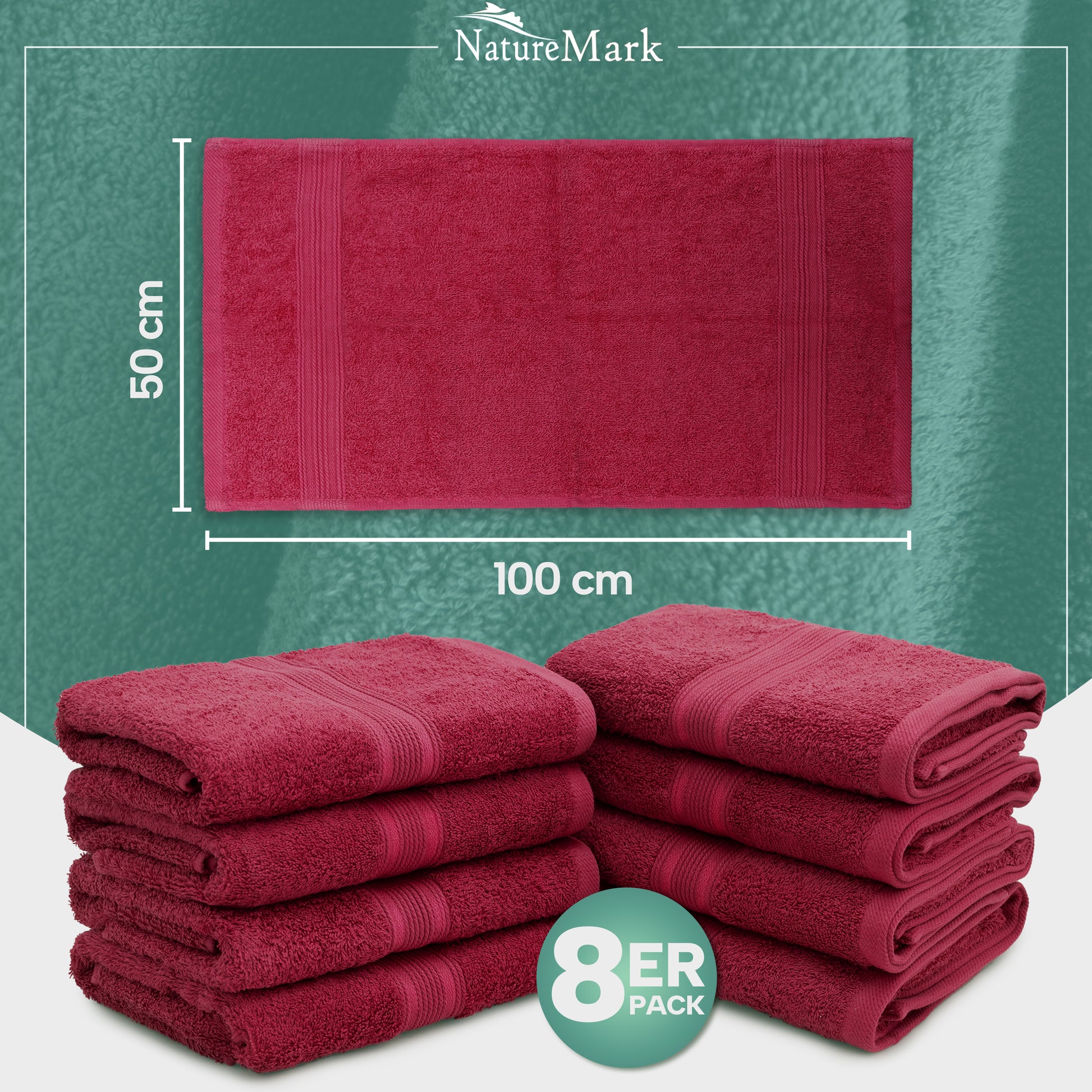Frottier Handtücher 8er Pack 50x100cm, 100% Baumwolle