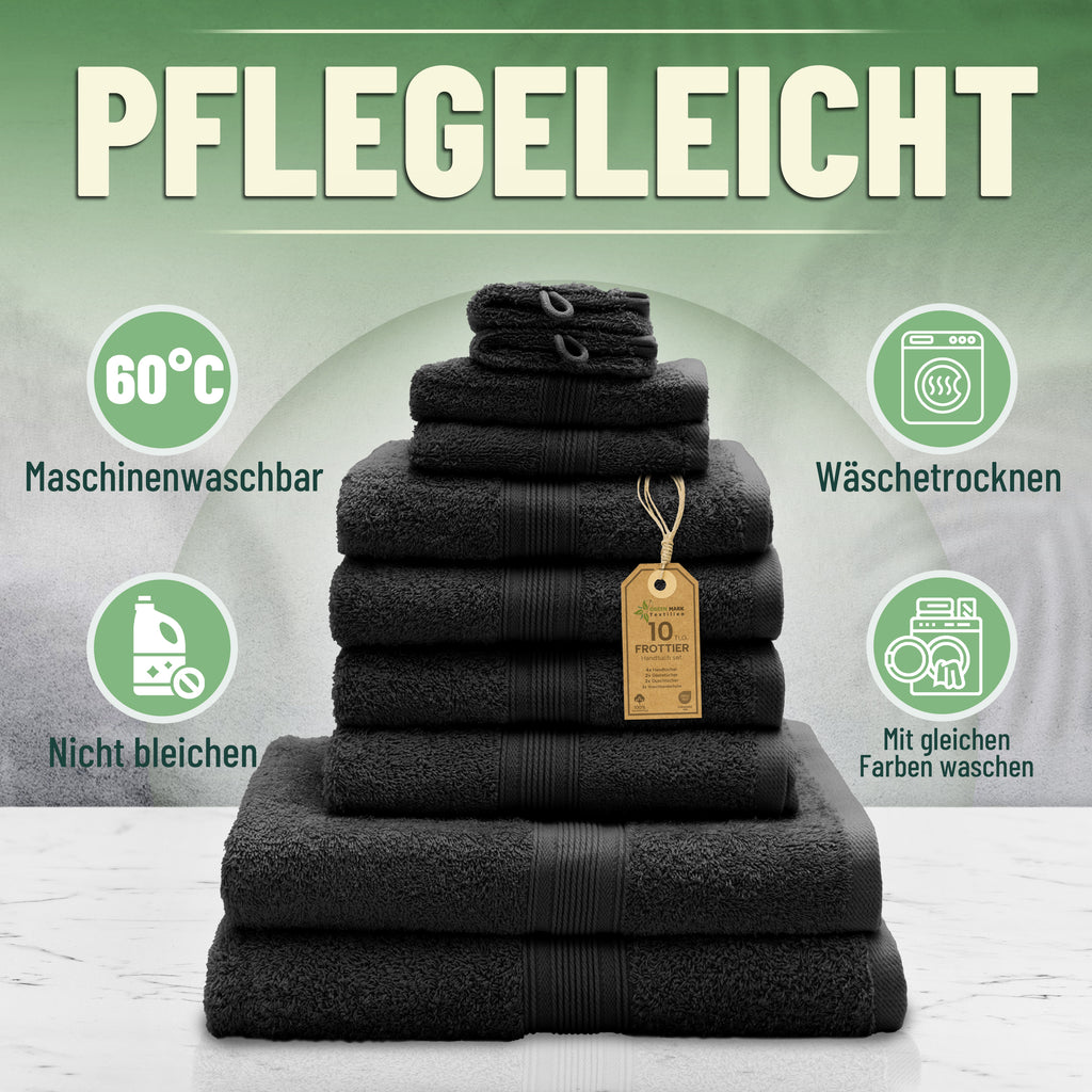 Frottier Handtuch-Set, 4X Handtücher, 2X Duschtücher, 2X Gästetücher, 2X Waschhandschuhe