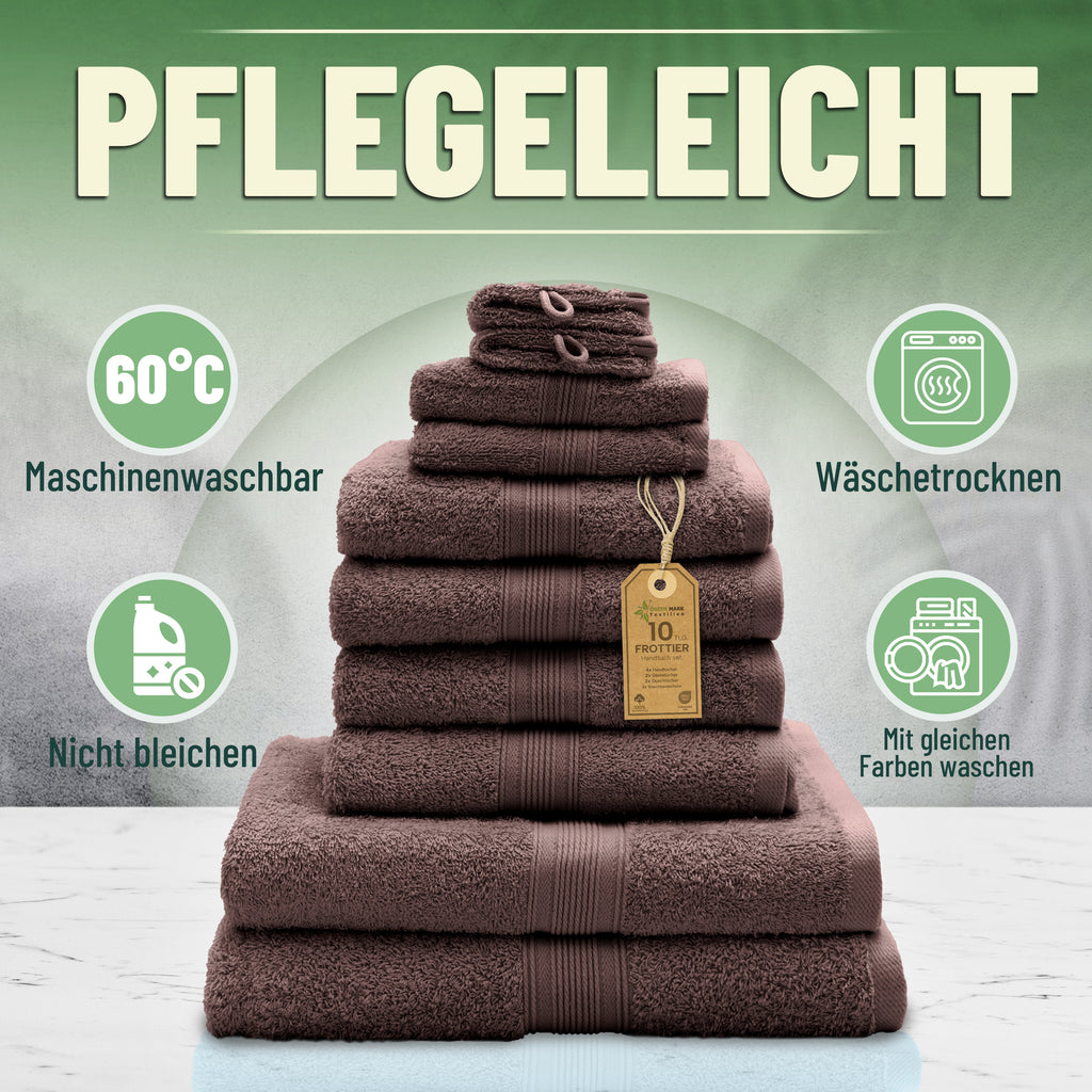 Frottier Handtuch-Set, 4X Handtücher, 2X Duschtücher, 2X Gästetücher, 2X Waschhandschuhe
