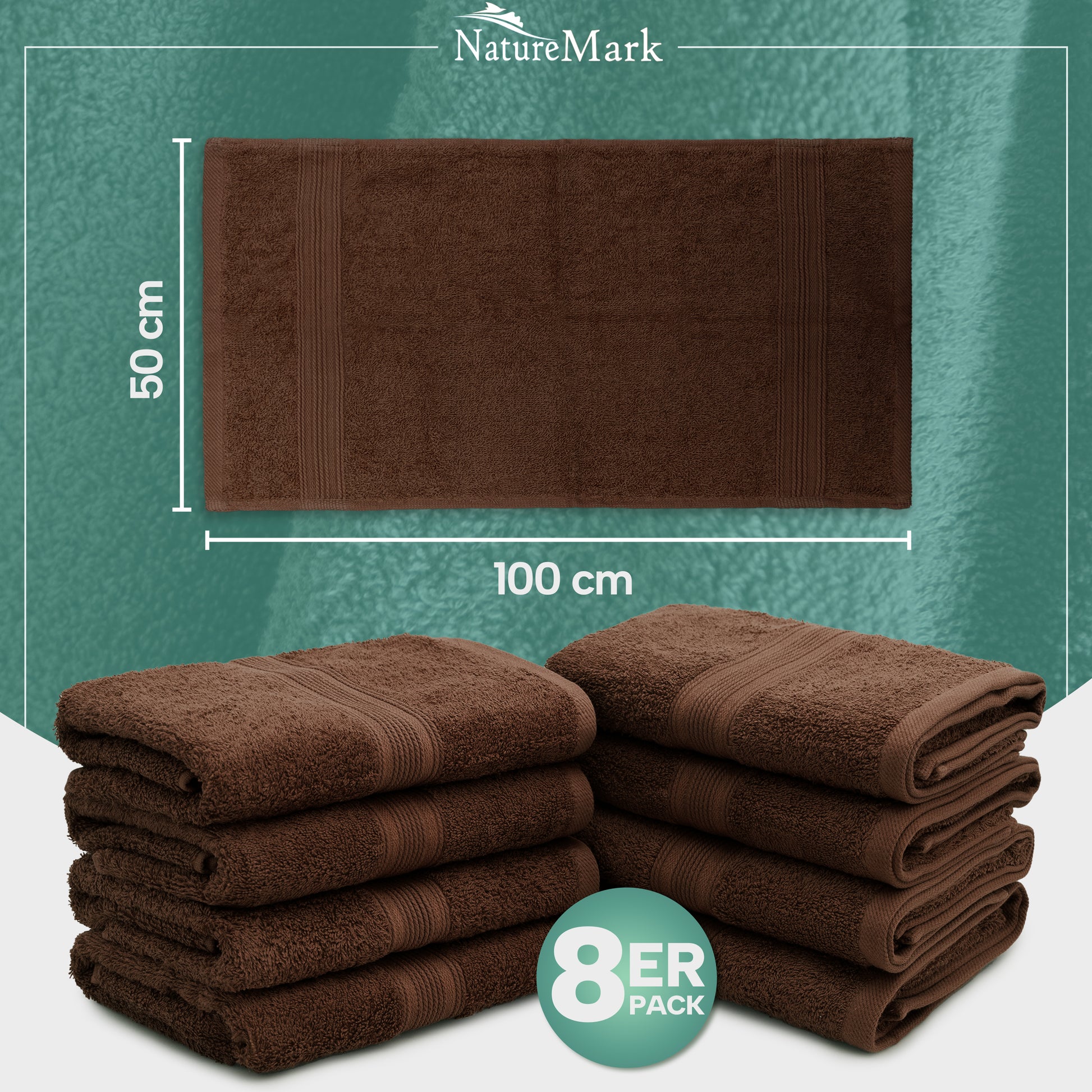 Frottier Handtücher 8er Pack 50x100cm, 100% Baumwolle