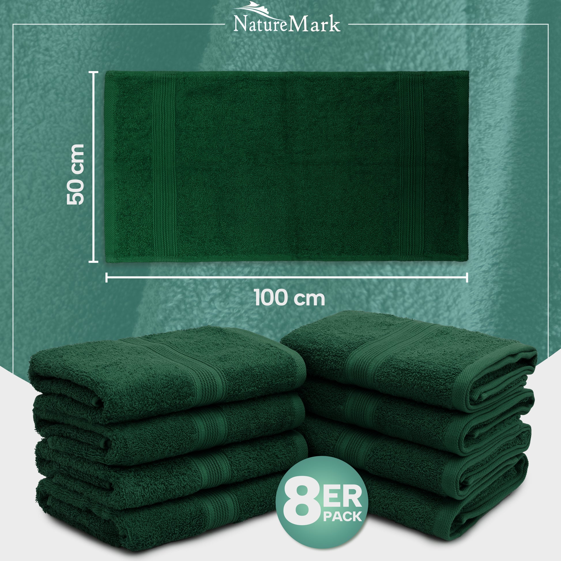 Frottier Handtücher 8er Pack 50x100cm, 100% Baumwolle