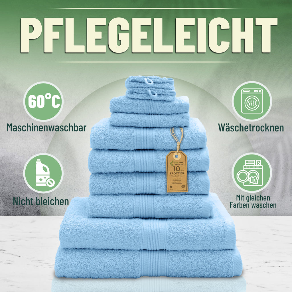 Frottier Handtuch-Set, 4X Handtücher, 2X Duschtücher, 2X Gästetücher, 2X Waschhandschuhe