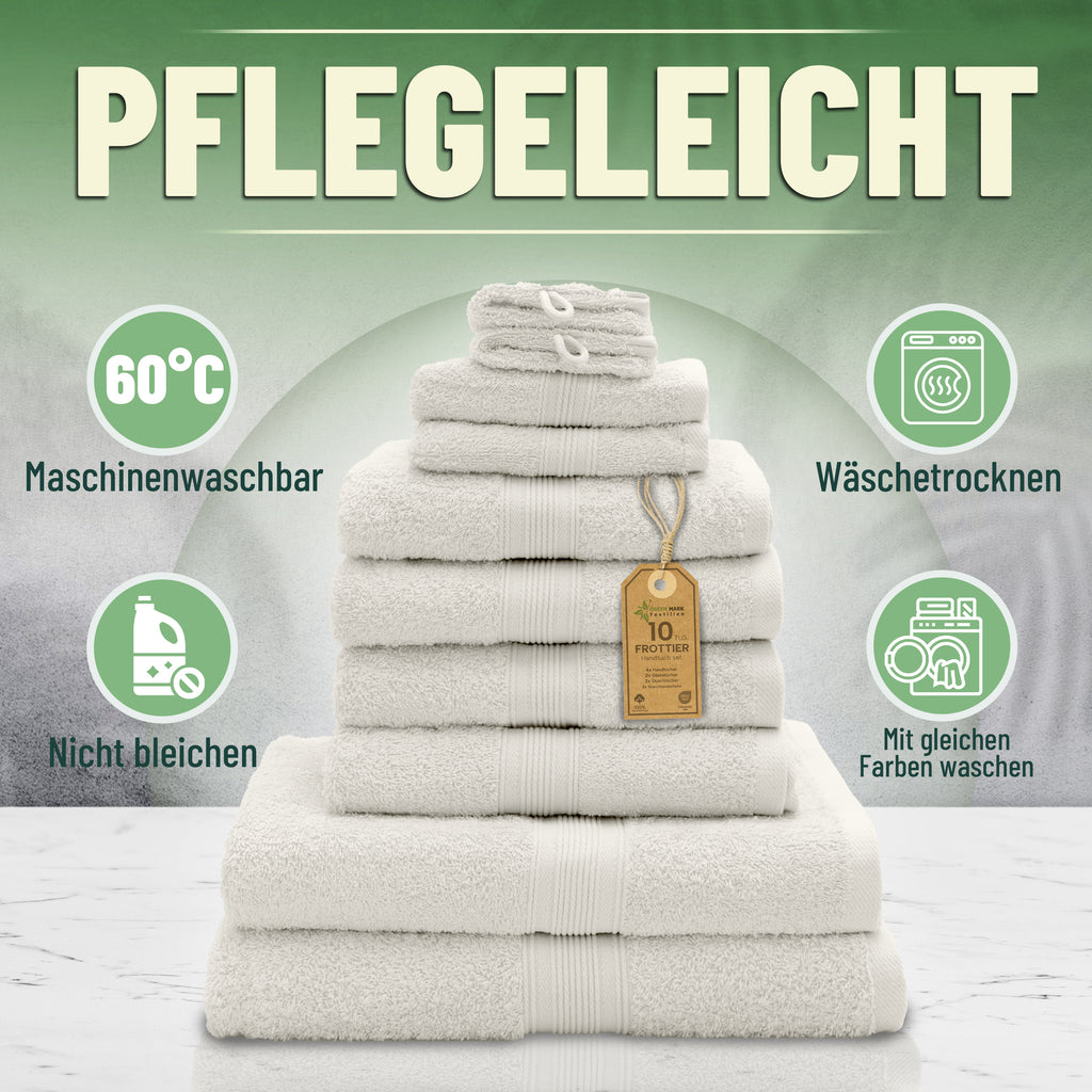 Frottier Handtuch-Set, 4X Handtücher, 2X Duschtücher, 2X Gästetücher, 2X Waschhandschuhe