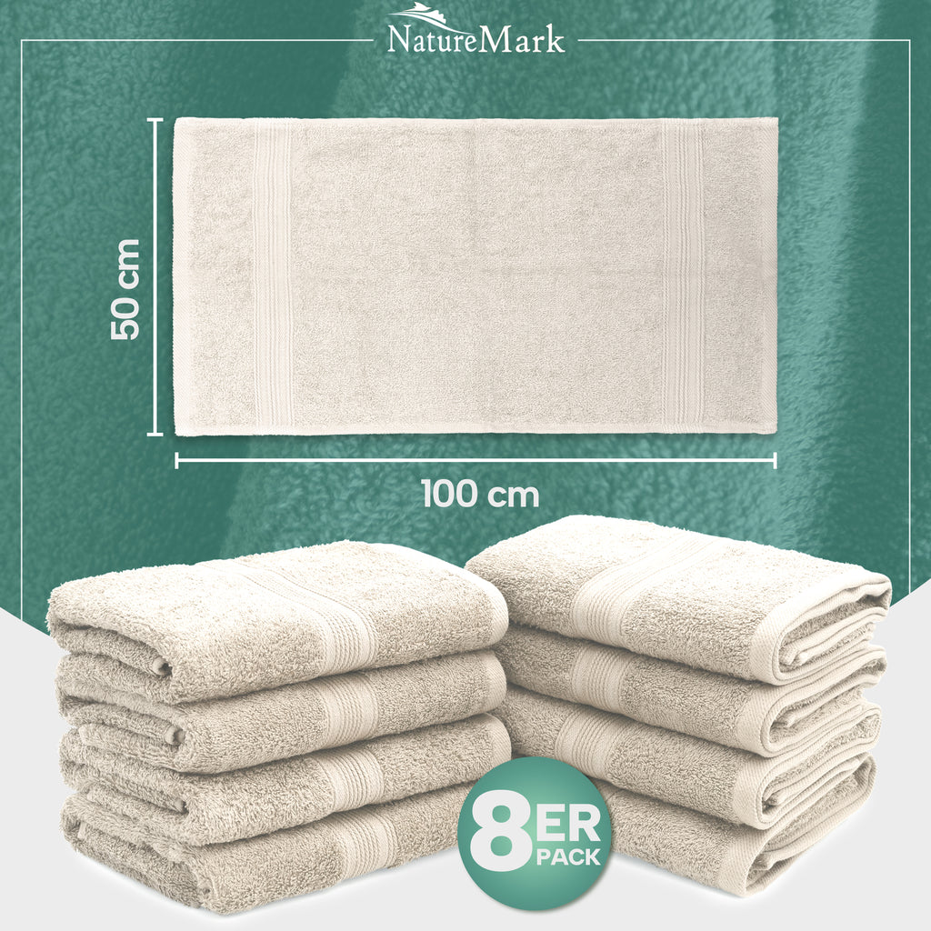 Frottier Handtücher 8er Pack 50x100cm, 100% Baumwolle