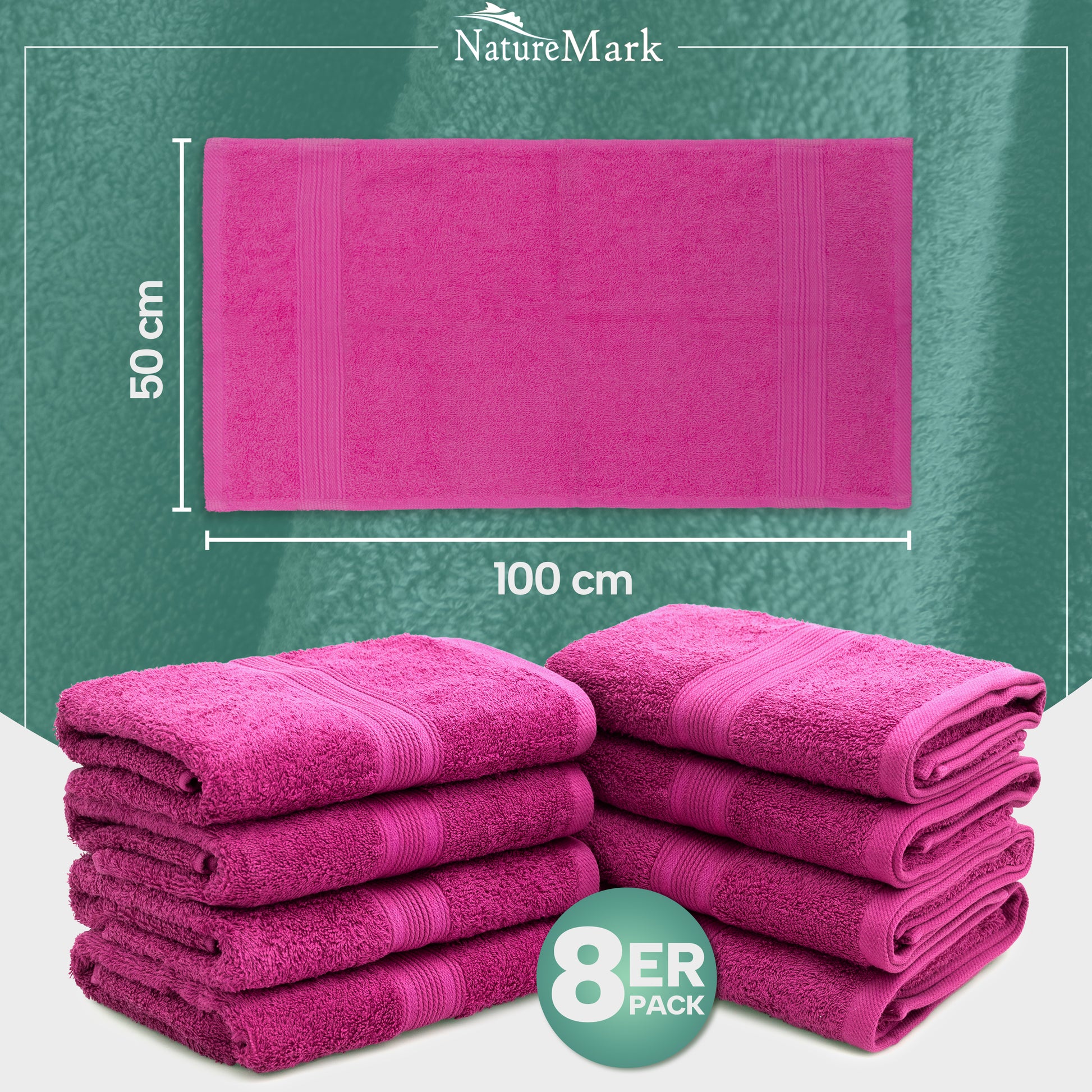 Frottier Handtücher 8er Pack 50x100cm, 100% Baumwolle