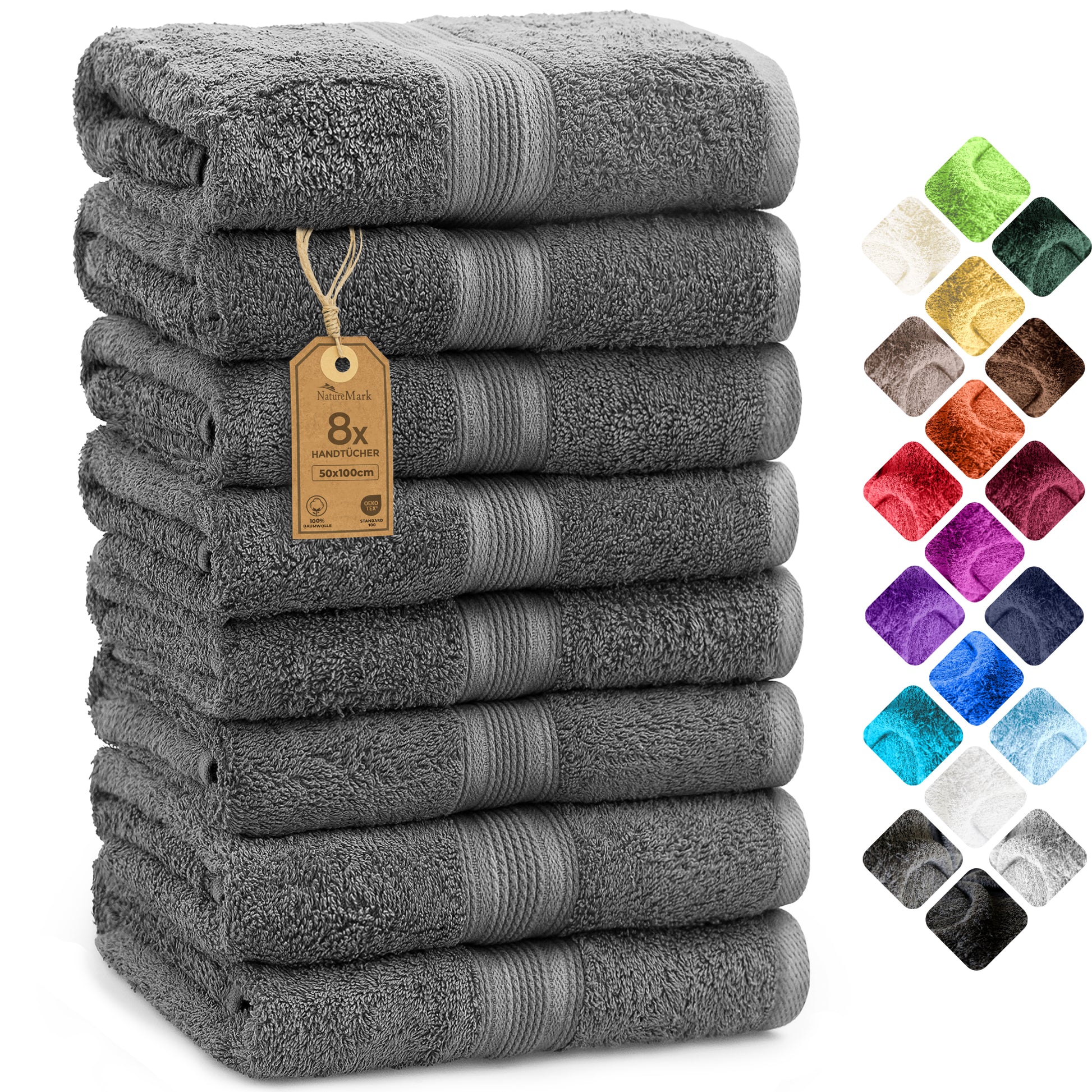 Frottier Handtücher 8er Pack 50x100cm, 100% Baumwolle