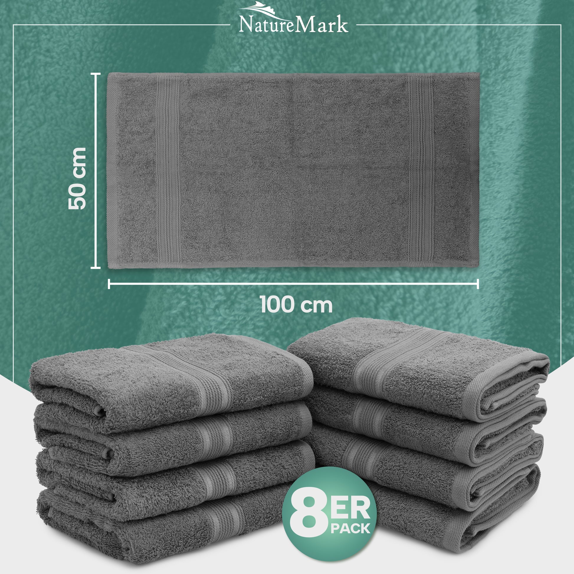 Frottier Handtücher 8er Pack 50x100cm, 100% Baumwolle