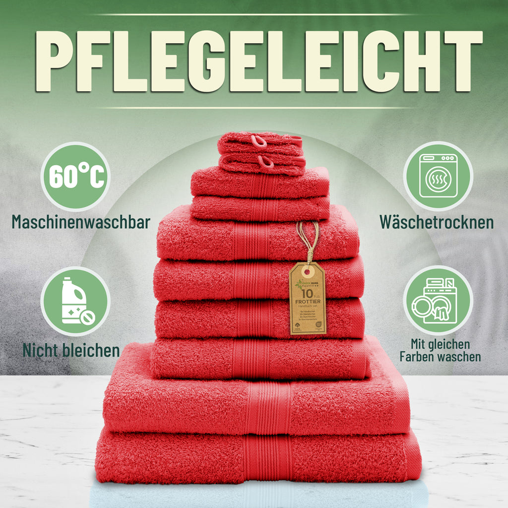 Frottier Handtuch-Set, 4X Handtücher, 2X Duschtücher, 2X Gästetücher, 2X Waschhandschuhe