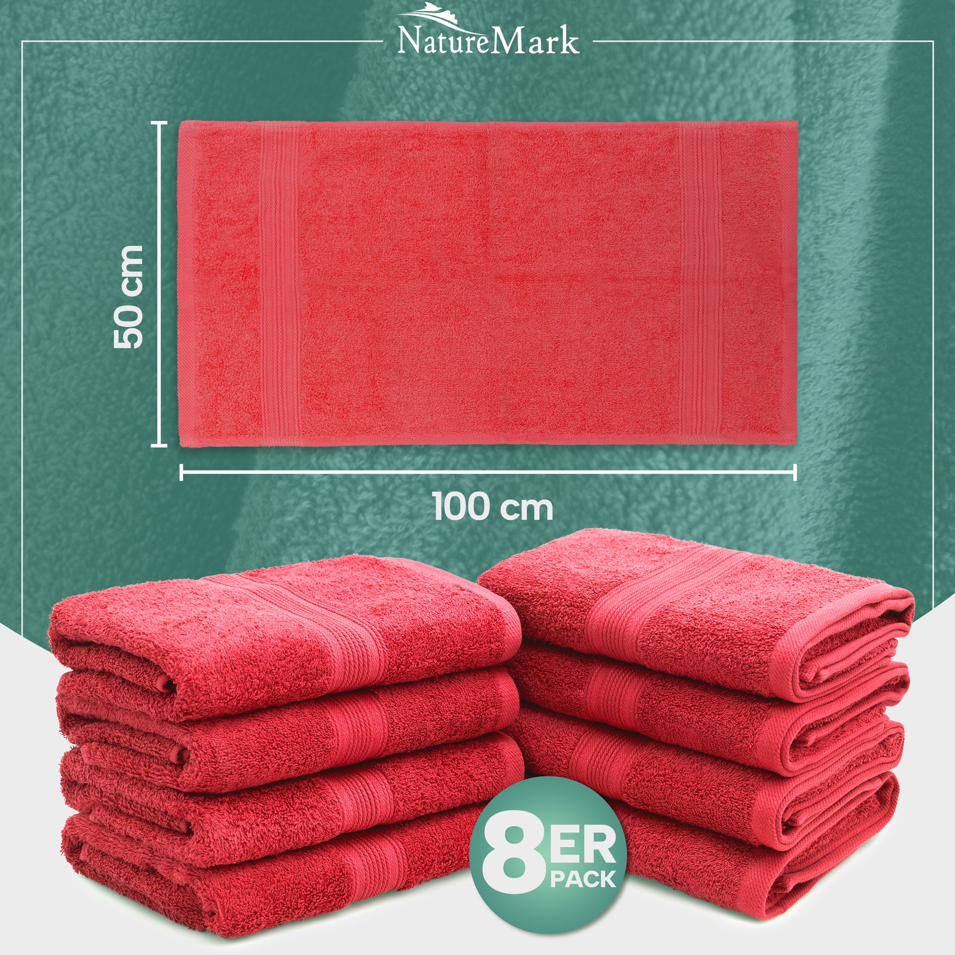 Frottier Handtücher 8er Pack 50x100cm, 100% Baumwolle