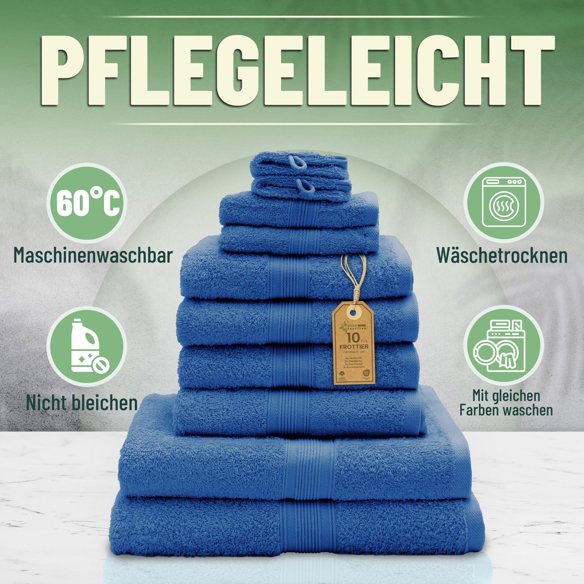 Frottier Handtuch-Set, 4X Handtücher, 2X Duschtücher, 2X Gästetücher, 2X Waschhandschuhe