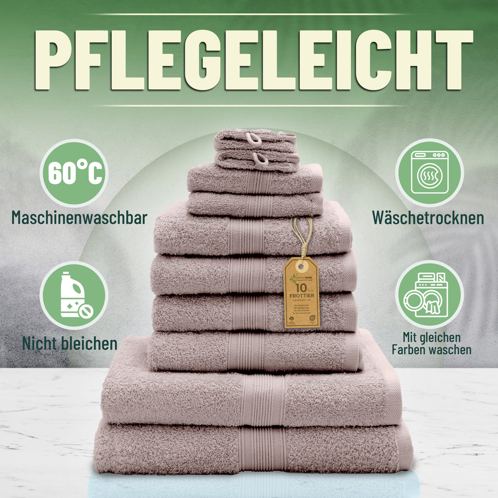 Frottier Handtuch-Set, 4X Handtücher, 2X Duschtücher, 2X Gästetücher, 2X Waschhandschuhe