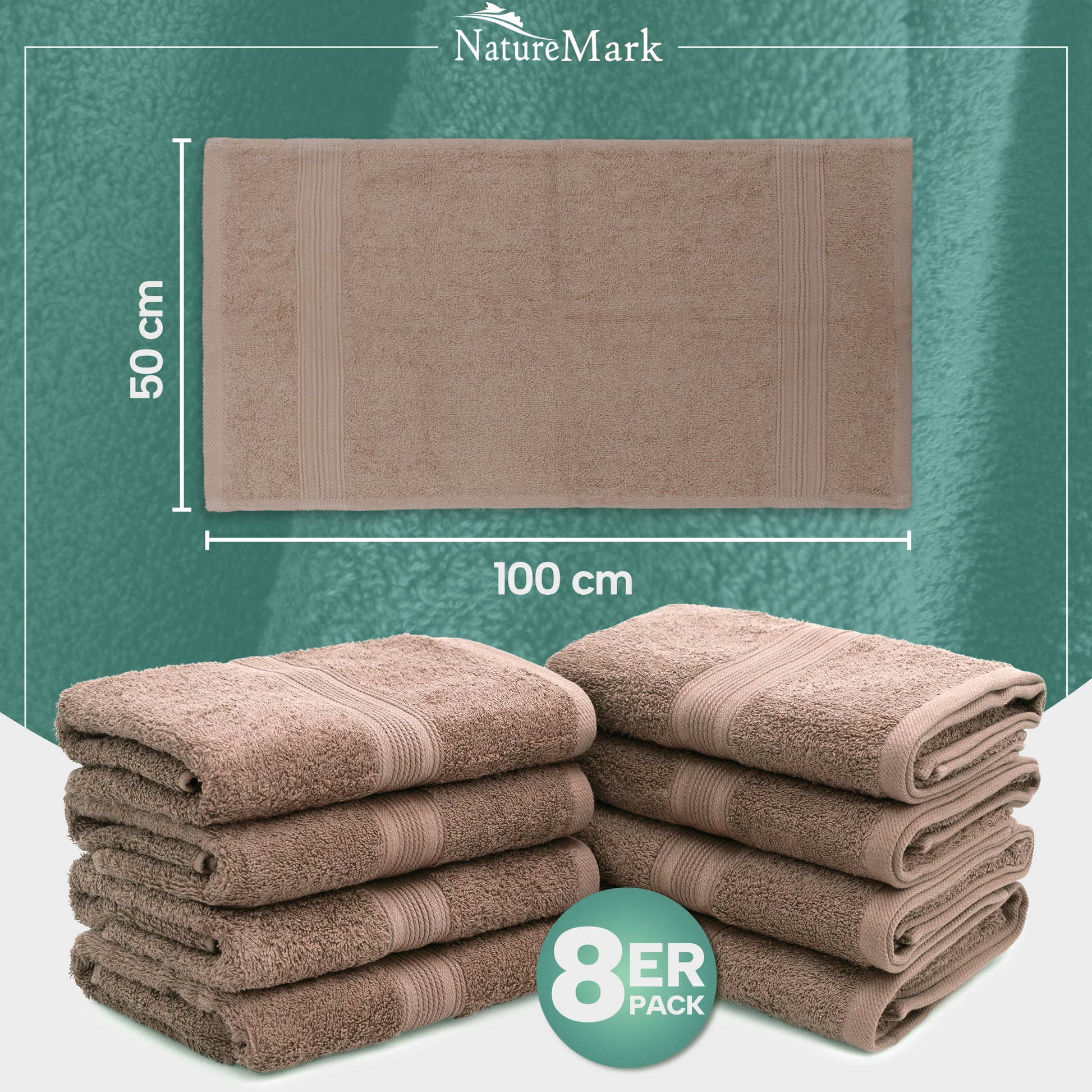 Frottier Handtücher 8er Pack 50x100cm, 100% Baumwolle