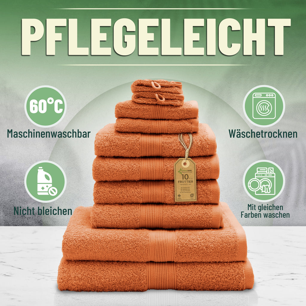Frottier Handtuch-Set, 4X Handtücher, 2X Duschtücher, 2X Gästetücher, 2X Waschhandschuhe