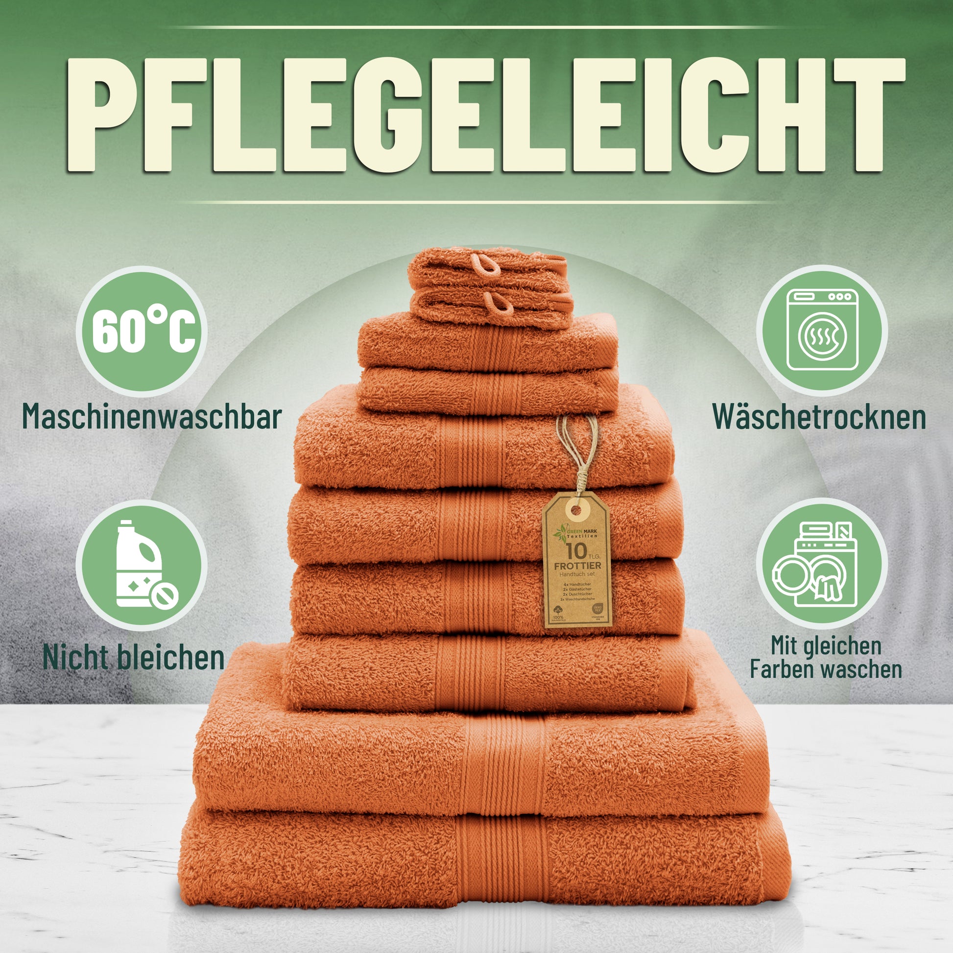 Frottier Handtuch-Set, 4X Handtücher, 2X Duschtücher, 2X Gästetücher, 2X Waschhandschuhe