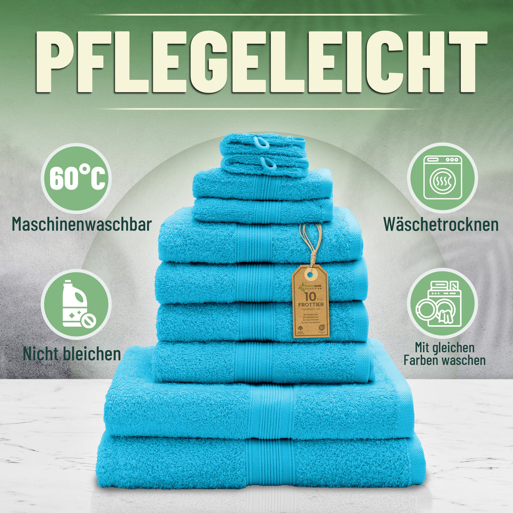 Frottier Handtuch-Set, 4X Handtücher, 2X Duschtücher, 2X Gästetücher, 2X Waschhandschuhe