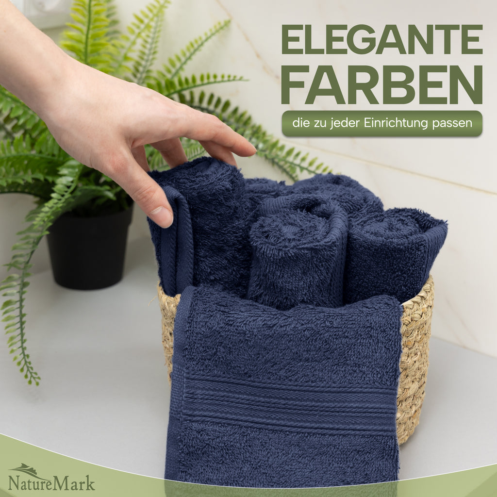 NatureMark Gästetücher – 12er Pack (30x50 cm), 100% Baumwolle, Oeko-Tex Zertifiziert, weich, saugfähig und pflegeleicht – Für Bad, Gäste & Spa – Anthrazit/Grau