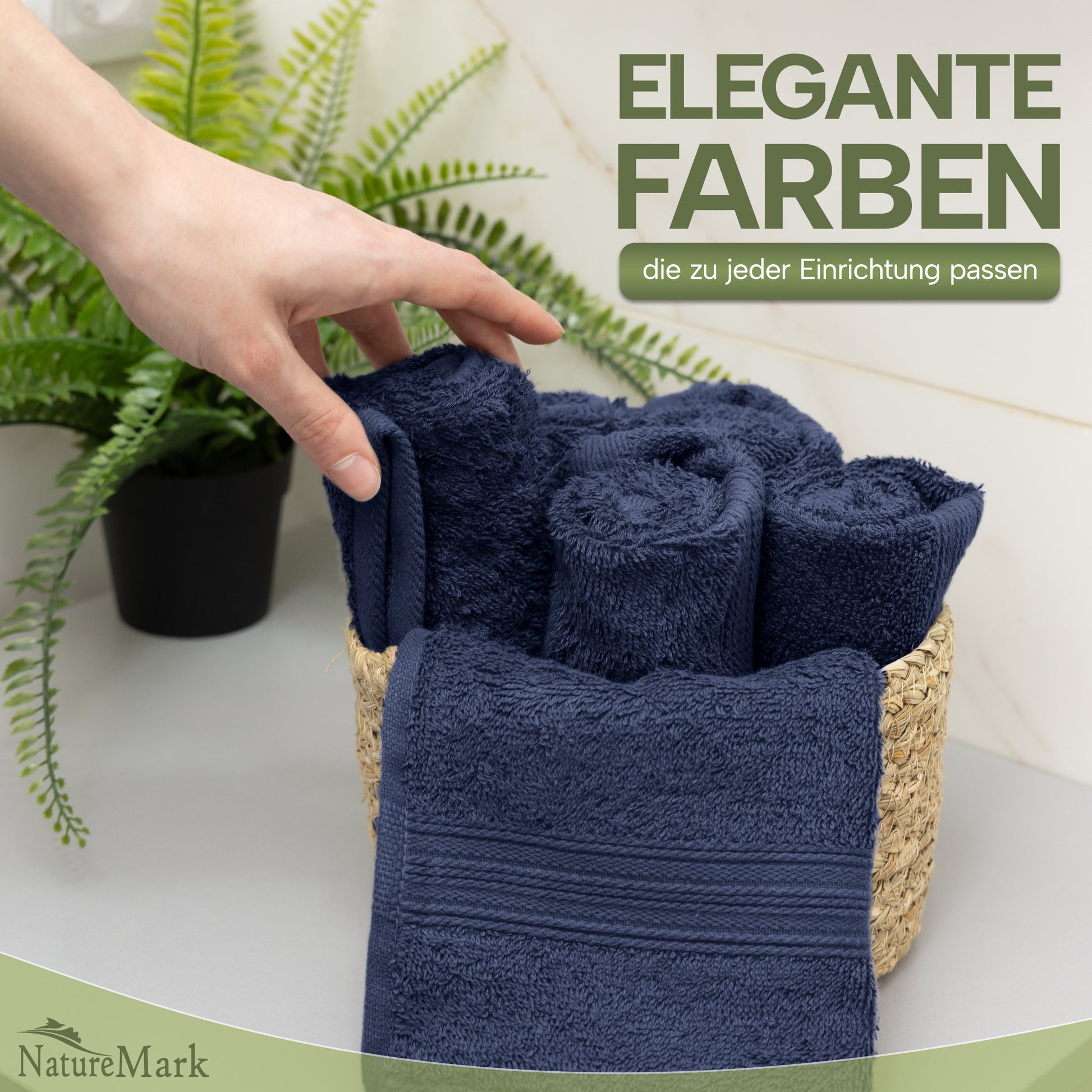 NatureMark Gästetücher – 12er Pack (30x50 cm), 100% Baumwolle, Oeko-Tex Zertifiziert, weich, saugfähig und pflegeleicht – Für Bad, Gäste & Spa – Anthrazit/Grau