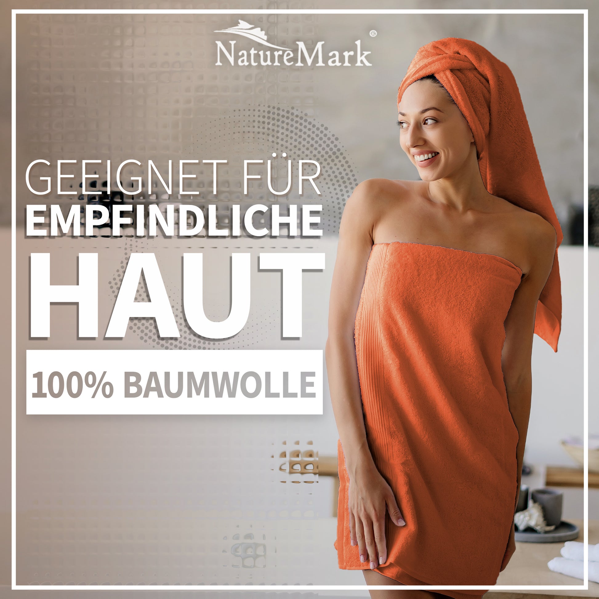 NatureMark 2er Pack DUSCHTÜCHER Premium Qualität 70x140cm DUSCHTUCH Dusch-Handtuch Doppelpack