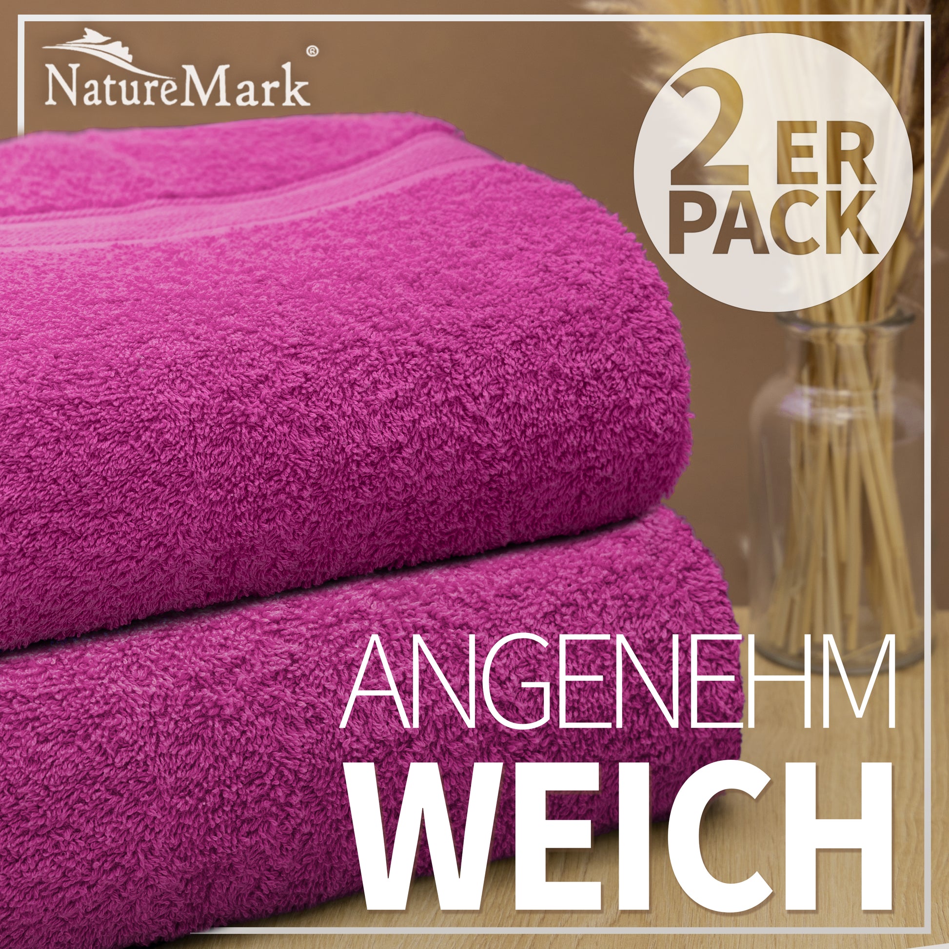 NatureMark 2er Pack DUSCHTÜCHER Premium Qualität 70x140cm DUSCHTUCH Dusch-Handtuch Doppelpack