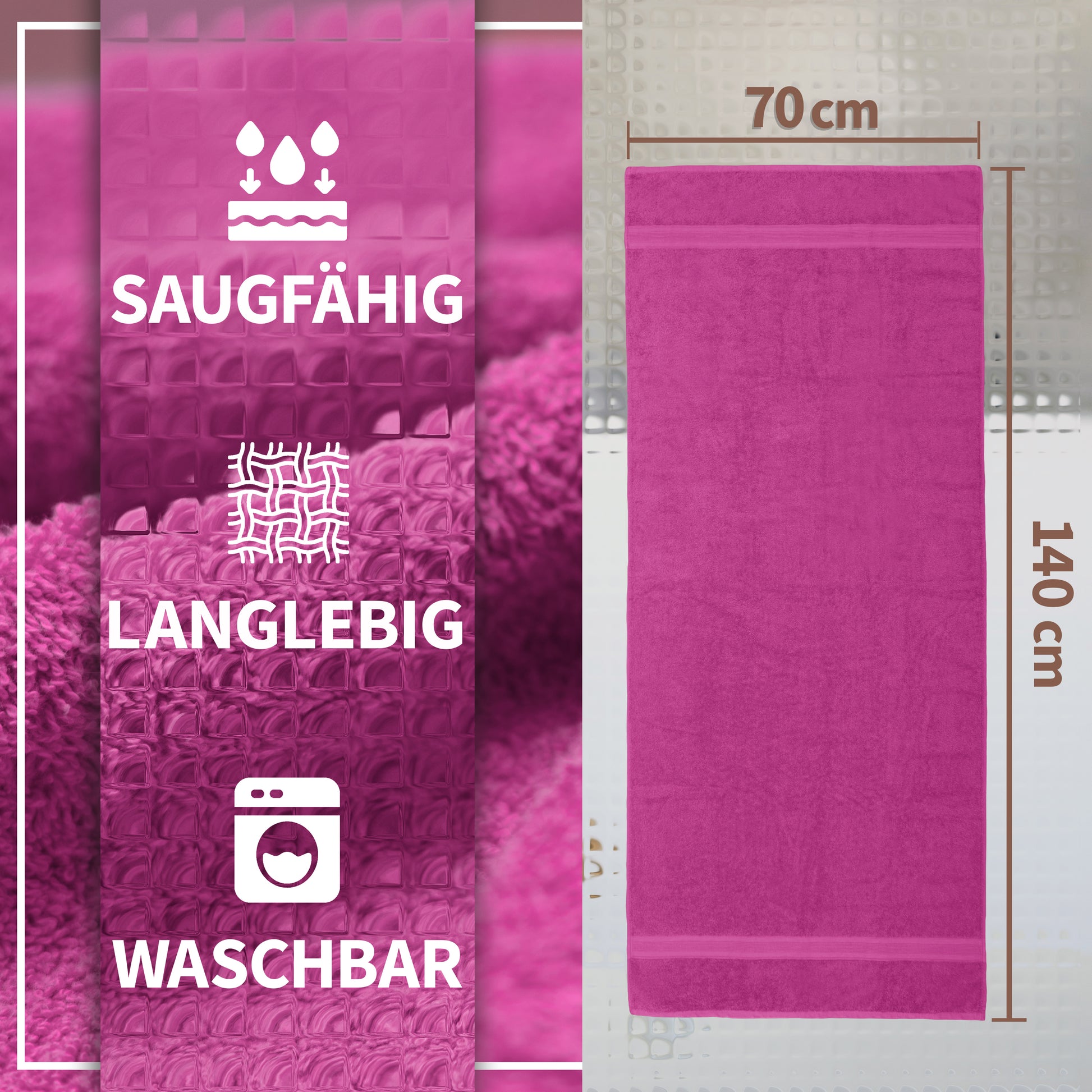 NatureMark 2er Pack DUSCHTÜCHER Premium Qualität 70x140cm DUSCHTUCH Dusch-Handtuch Doppelpack